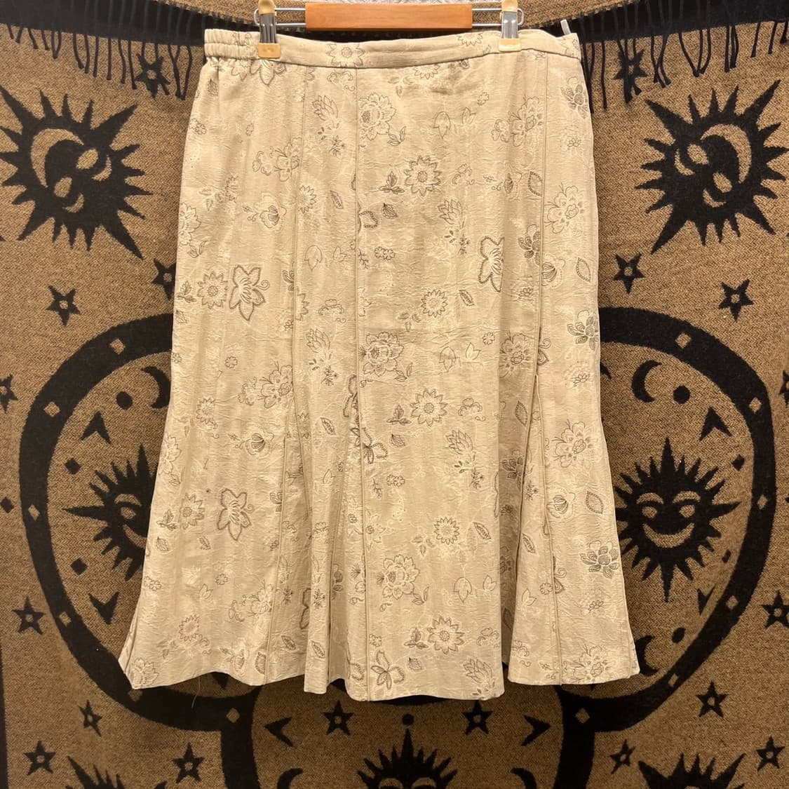 빈티지 페이즐리 잔꽃 에스닉 히피 머메이드 플레어 미디스커트 K0042 상품이미지3