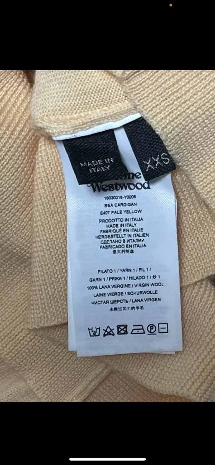 xxs 비비안웨스트우드 가디건 베아 페일옐로우 노랑 캐시미어 브이넥 자수 상품이미지8