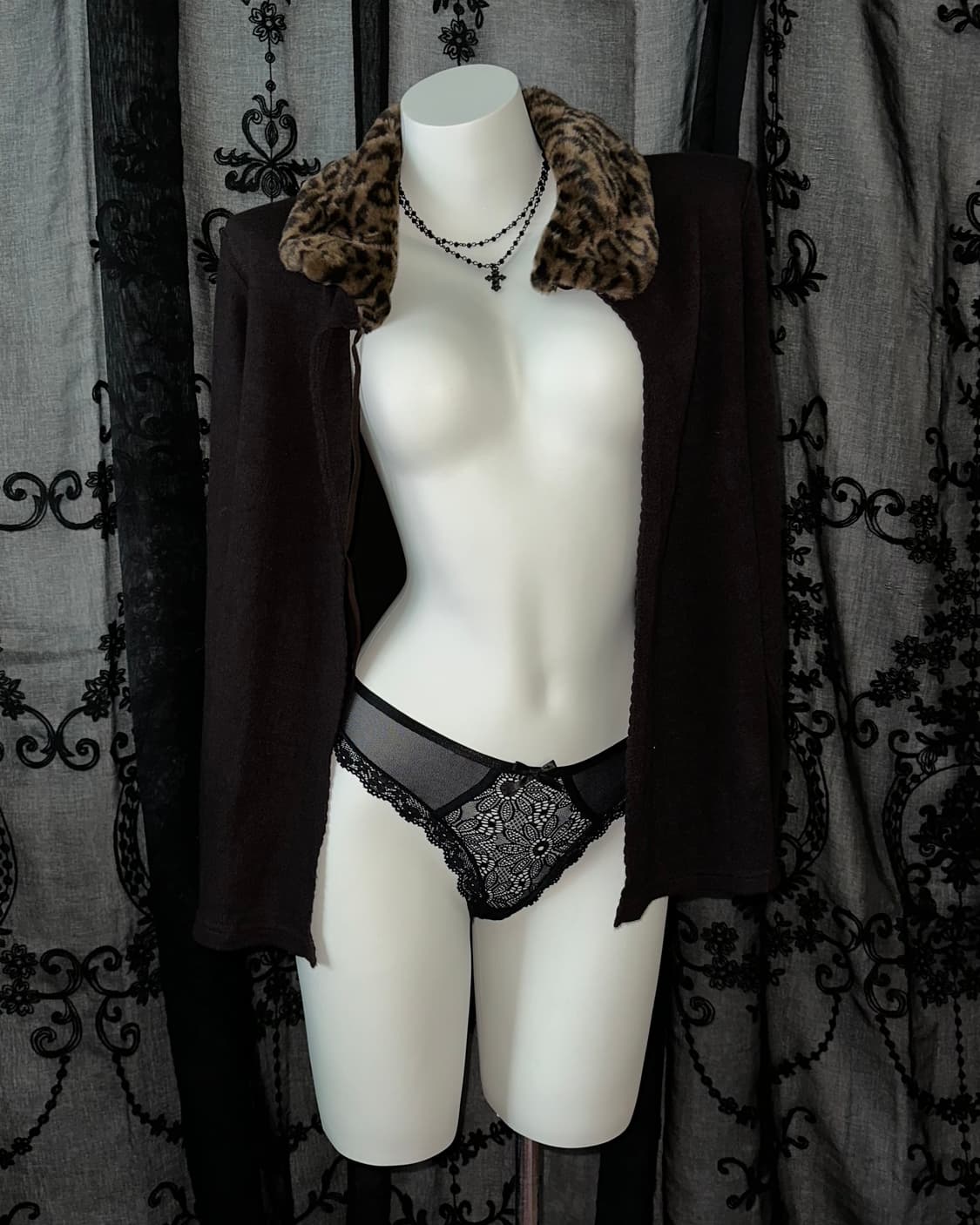 Leopard Neck Collar Cardigan 상품이미지3