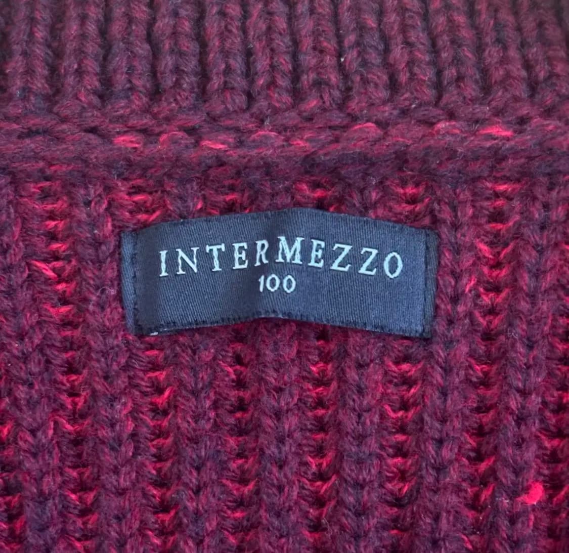 인터메조 캐주얼 더블 니트 가디건 100 버건디 볼륨 상품이미지4