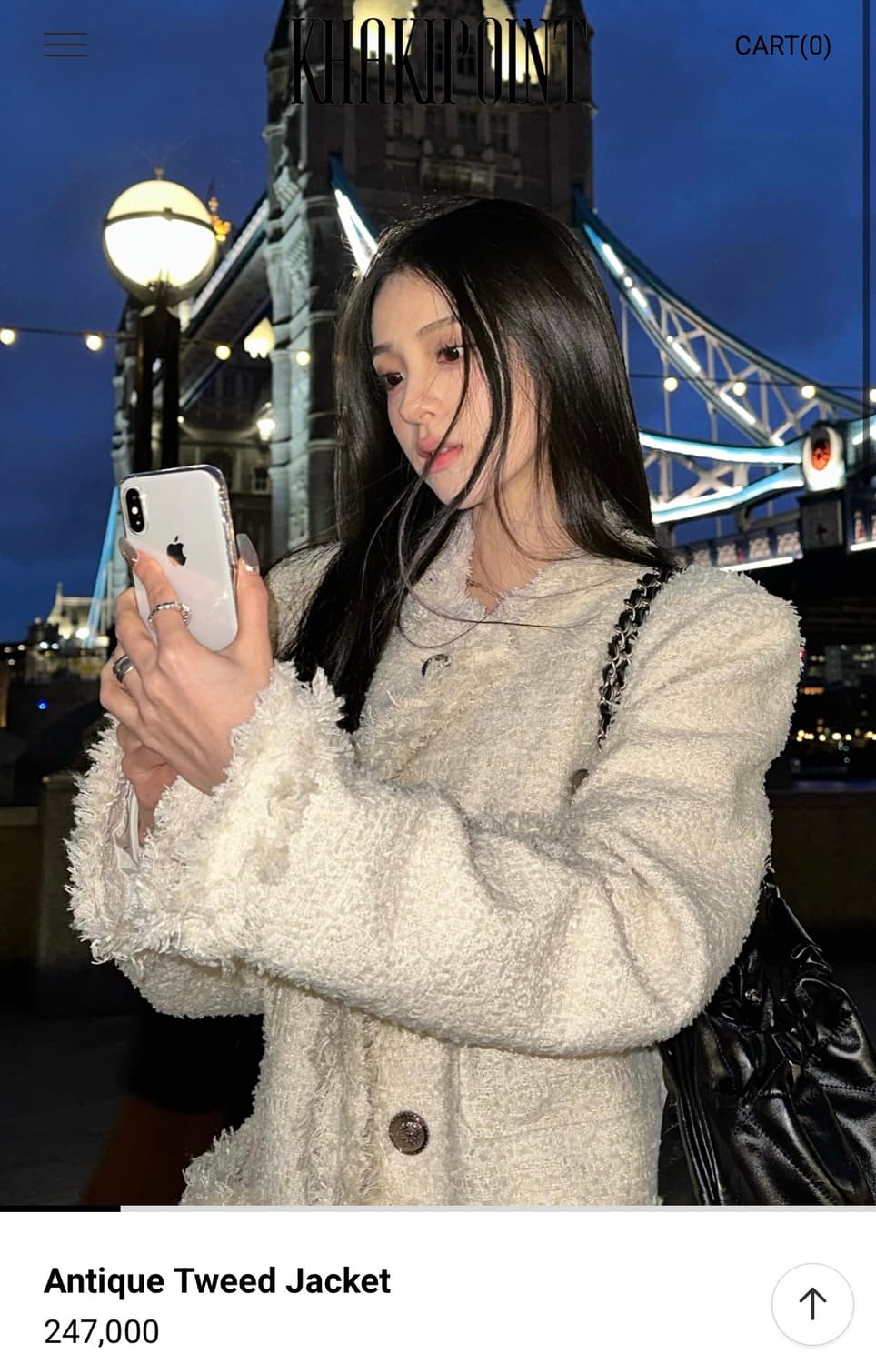 카키포인트 앤틱 트위드 자켓 롱 상품이미지2