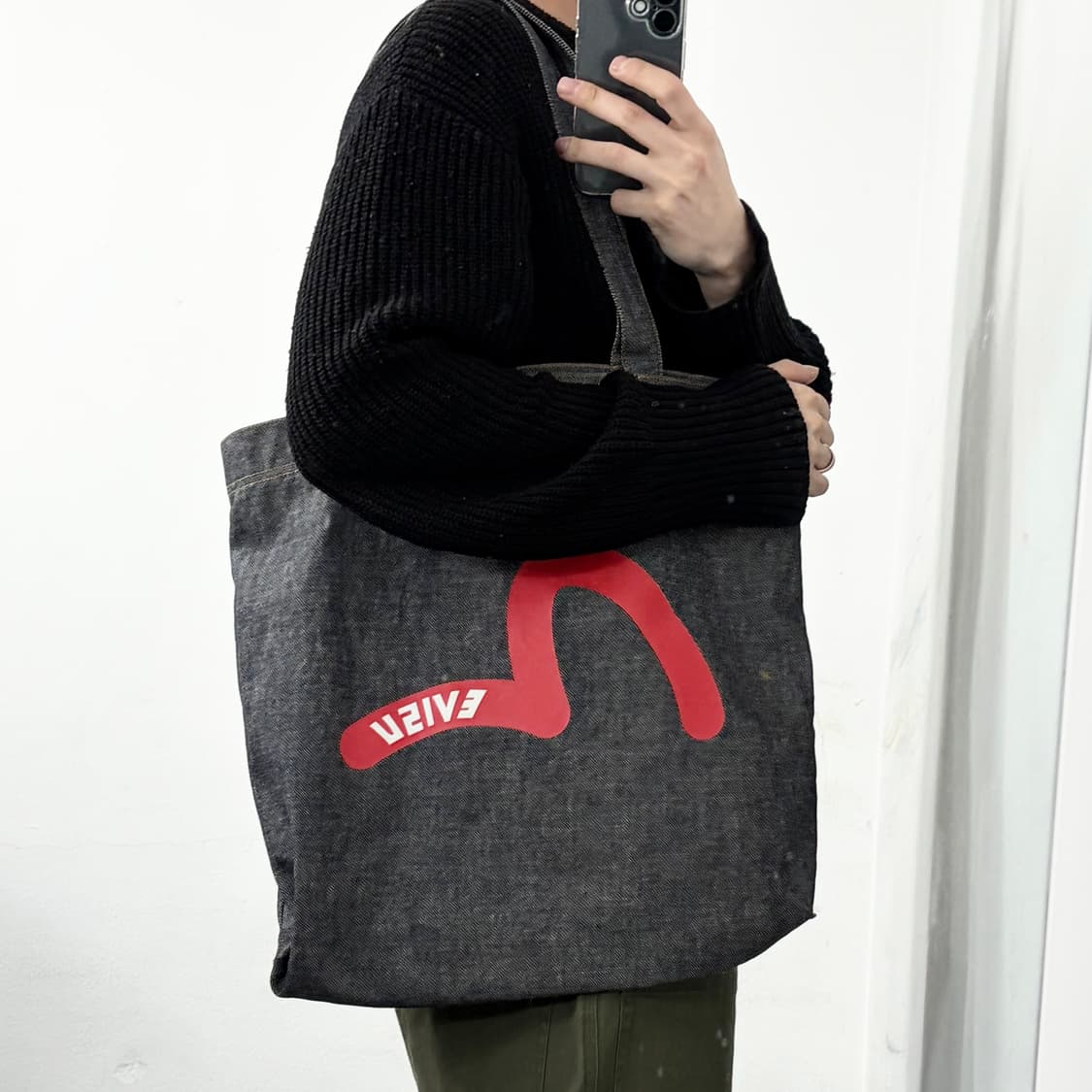 에비수 데님 토트백 상품이미지3