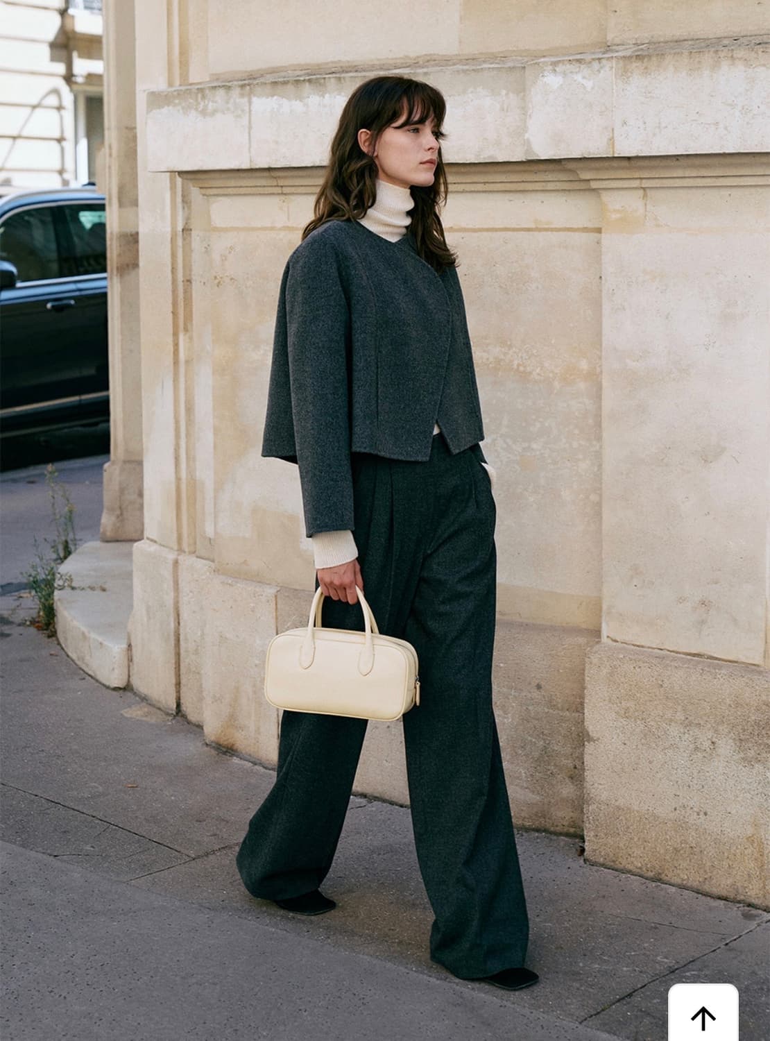 [라메레이] 커브 디테일 숏 핸드메이드 자켓 차콜 상품이미지2