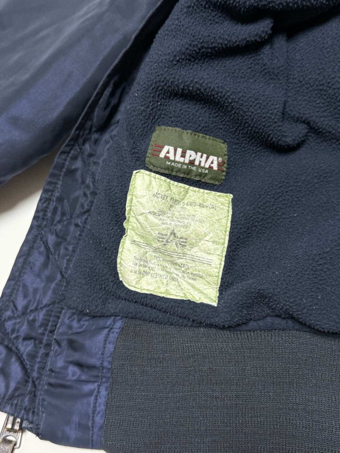 90s 알파인더스트리 CWU-45P 플라이트 ma-1 봄버 L USA 상품이미지5