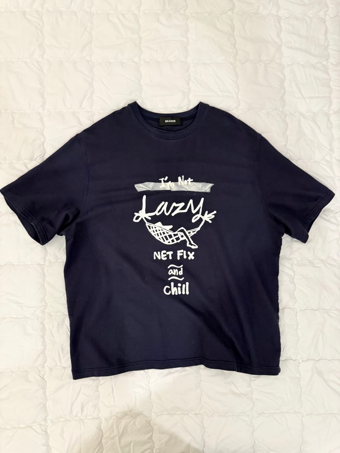 비이커 프린팅 티셔츠 네이비 상품이미지1