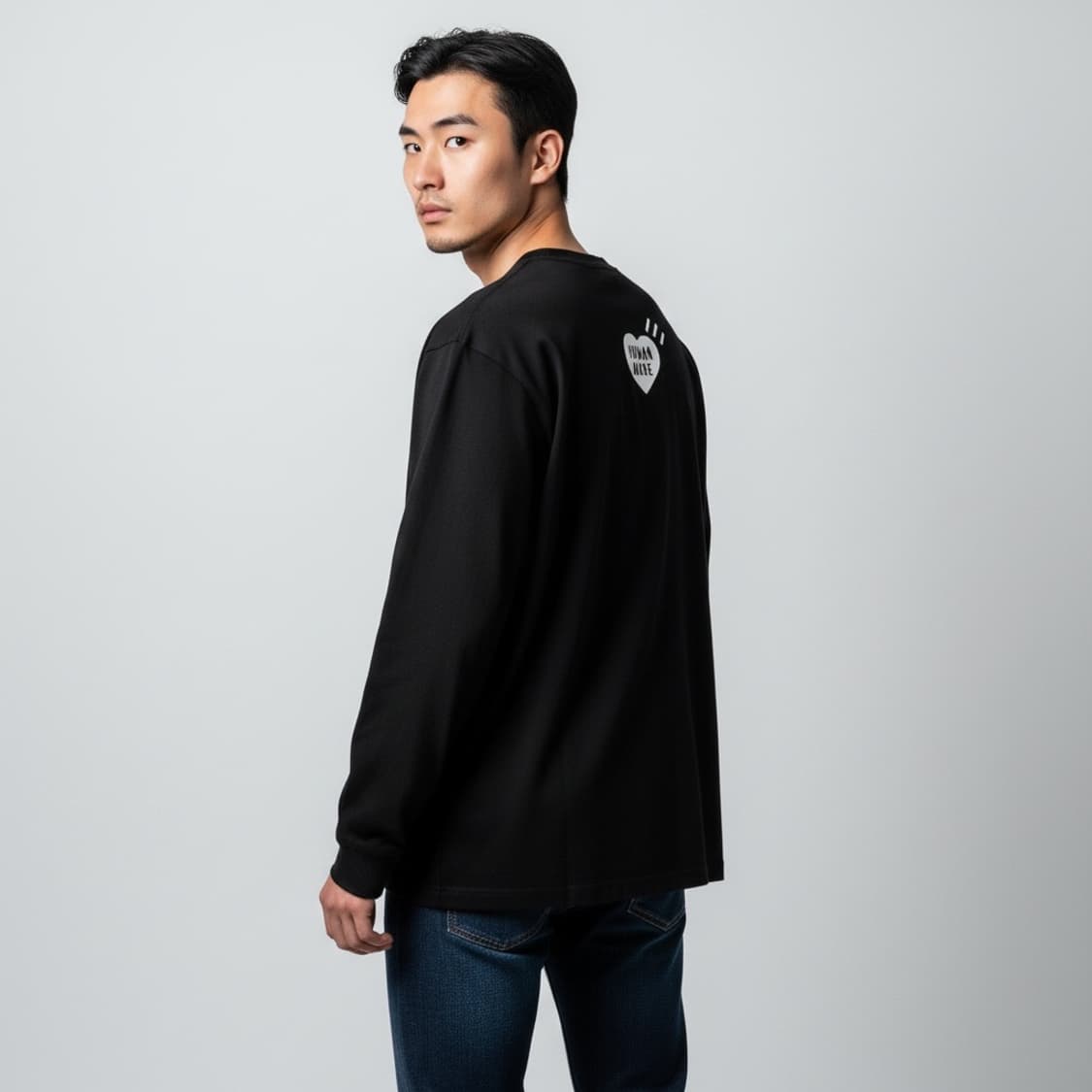 휴먼메이드 곰돌이 프린트 블랙 긴팔티 XL 사이즈 상품이미지3