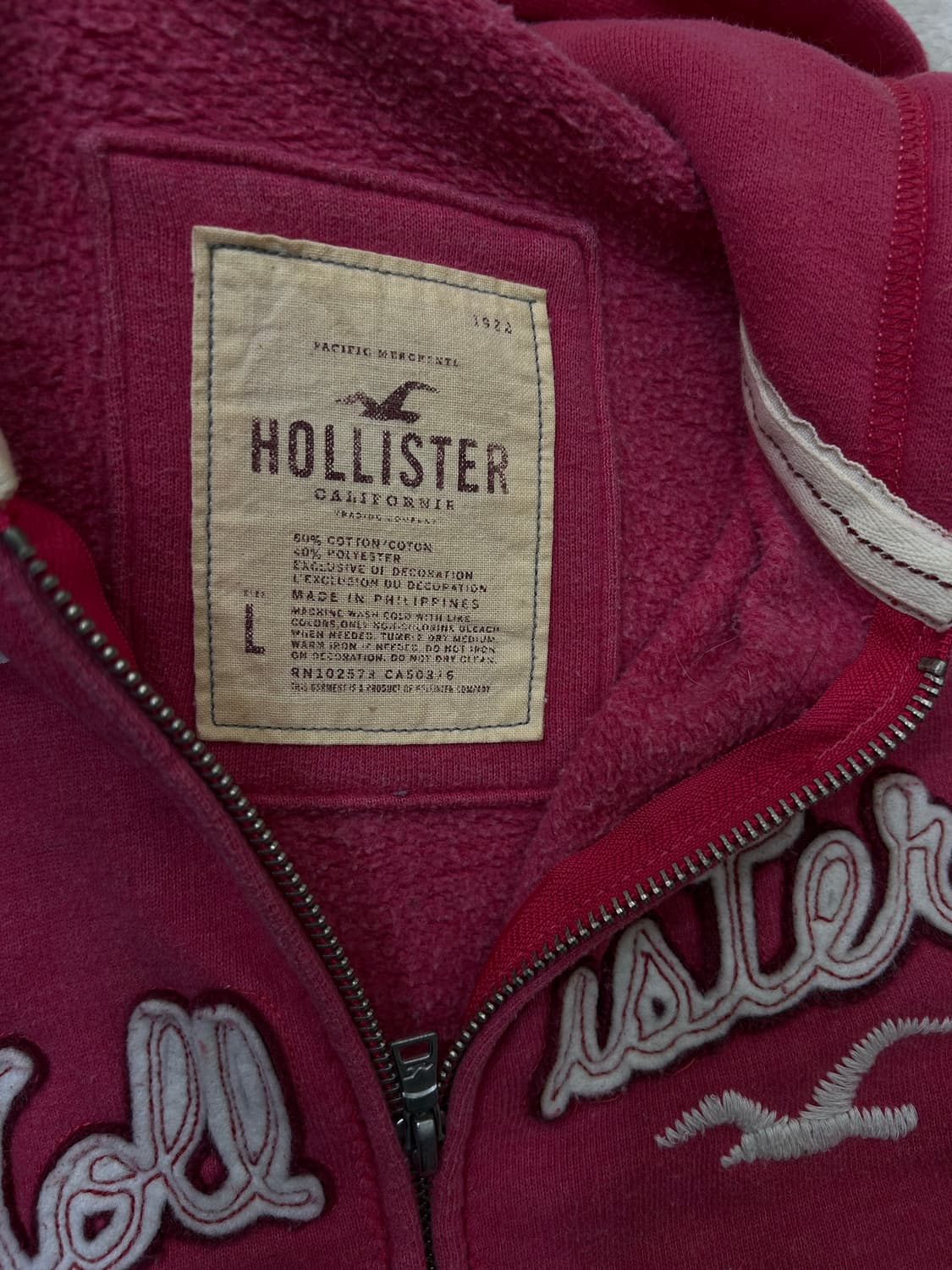 [L]홀리스터 스펠아웃 후드집업/핑크/기모 상품이미지5