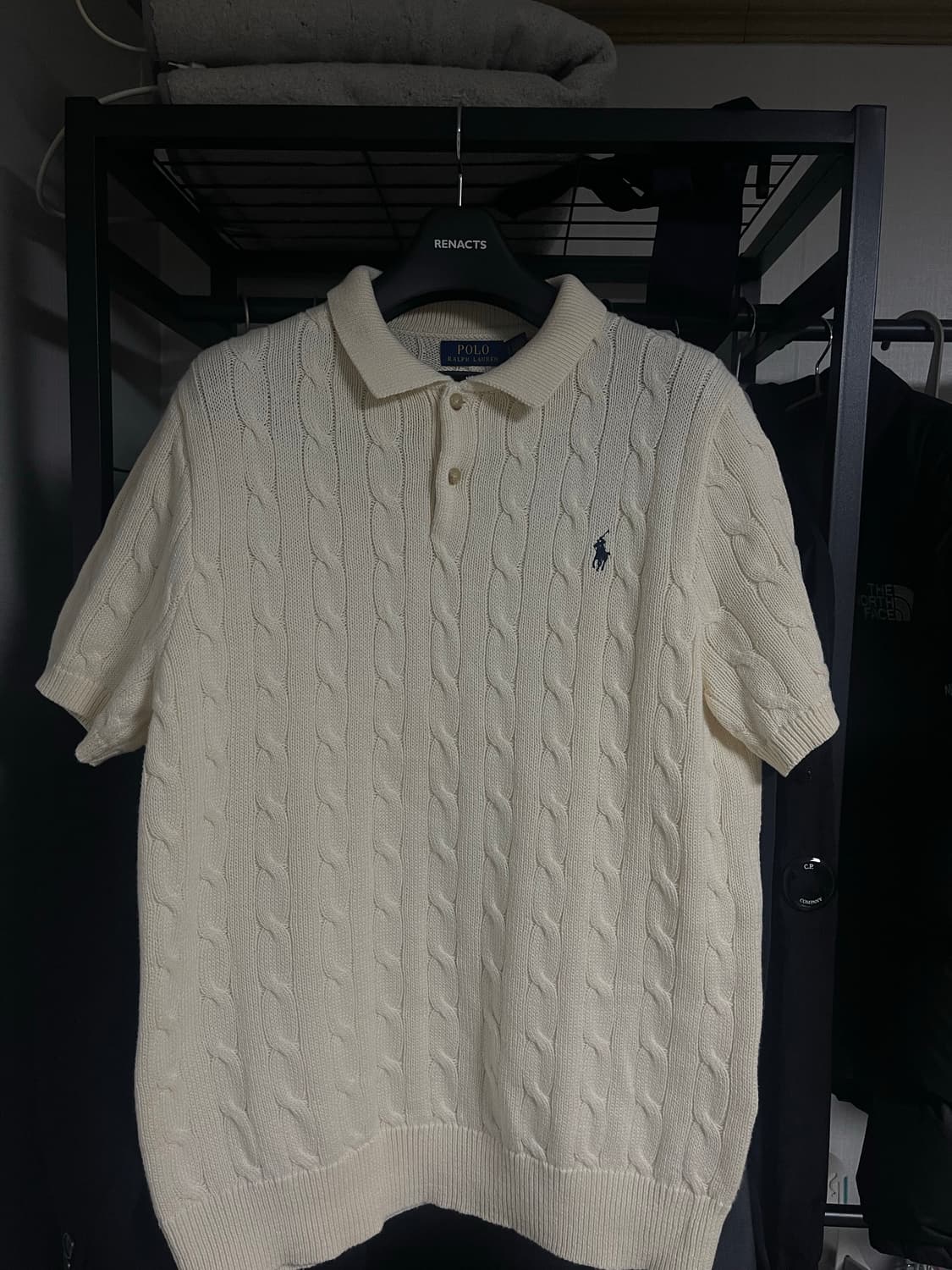 폴로 랄프로렌 케이블 반팔 니트 아이보리L 상품이미지1