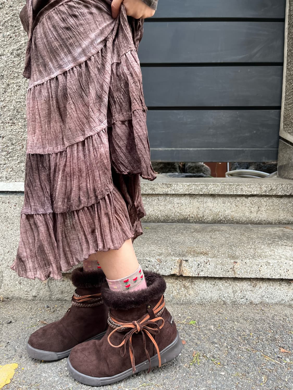 코코아 브라운 리본 어그부츠 상품이미지5