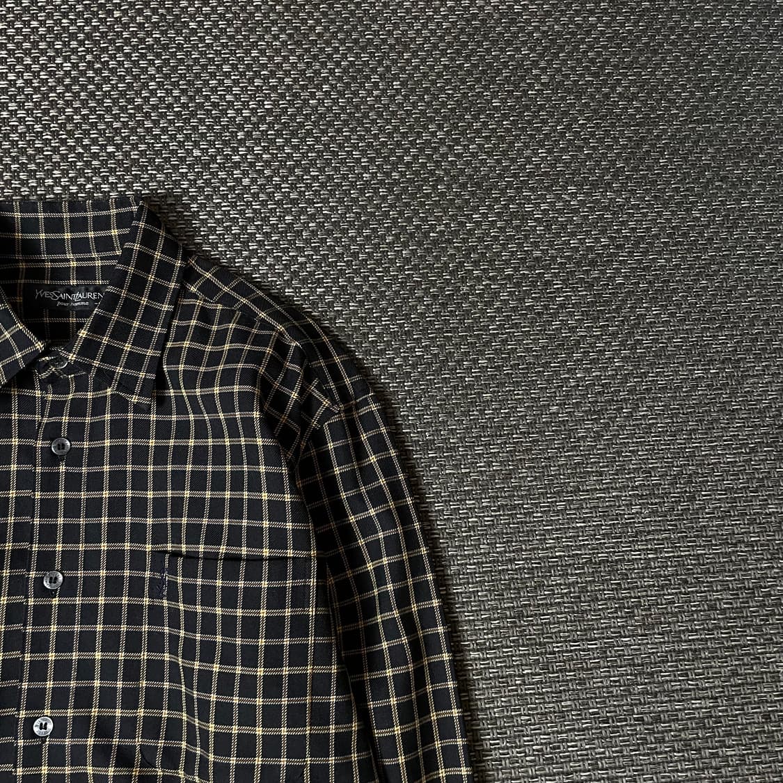 입생로랑 블랙 브라운 체크 긴팔 셔츠 95 상품이미지3