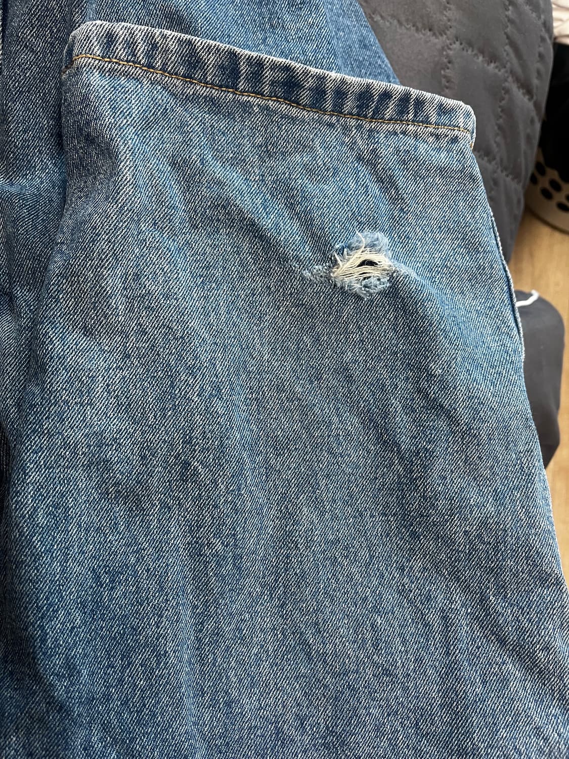 비에스래빗 카펜터 루즈핏 데님 팬츠 딥블루 L 상품이미지4