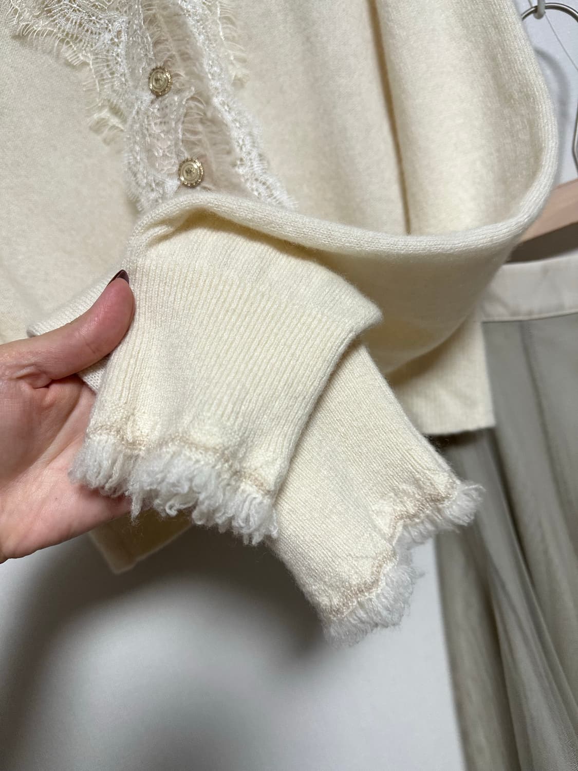 캐시미어100 레이스 가디건 상품이미지4