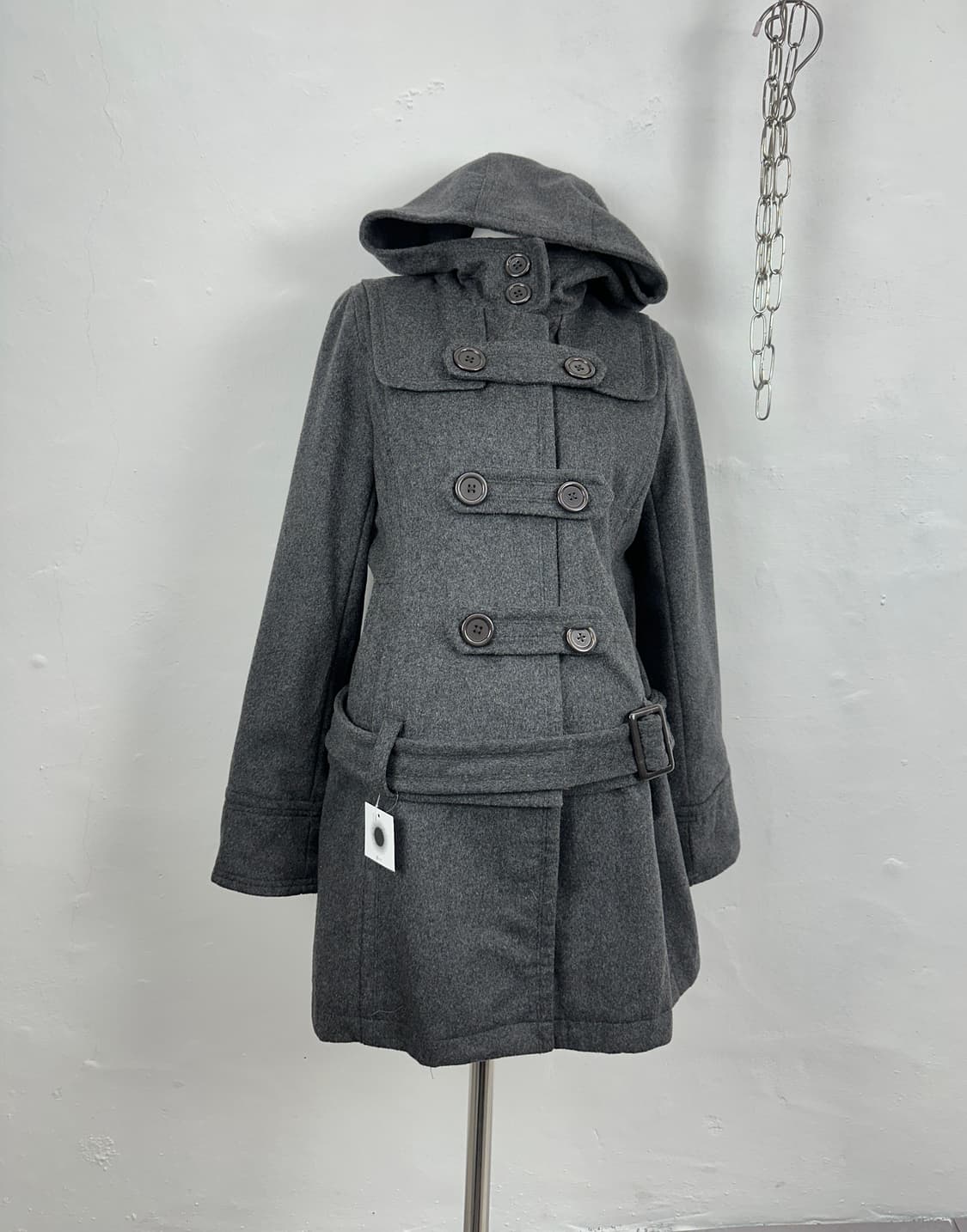 Charcoal strap convertible coat  상품이미지3