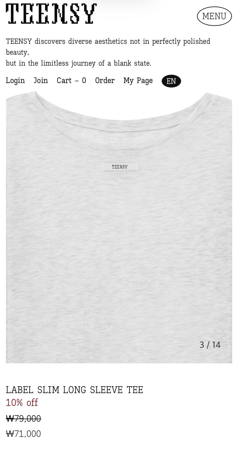 teensy / LABEL SLIM LONG SLEEVE TEE 상품이미지3