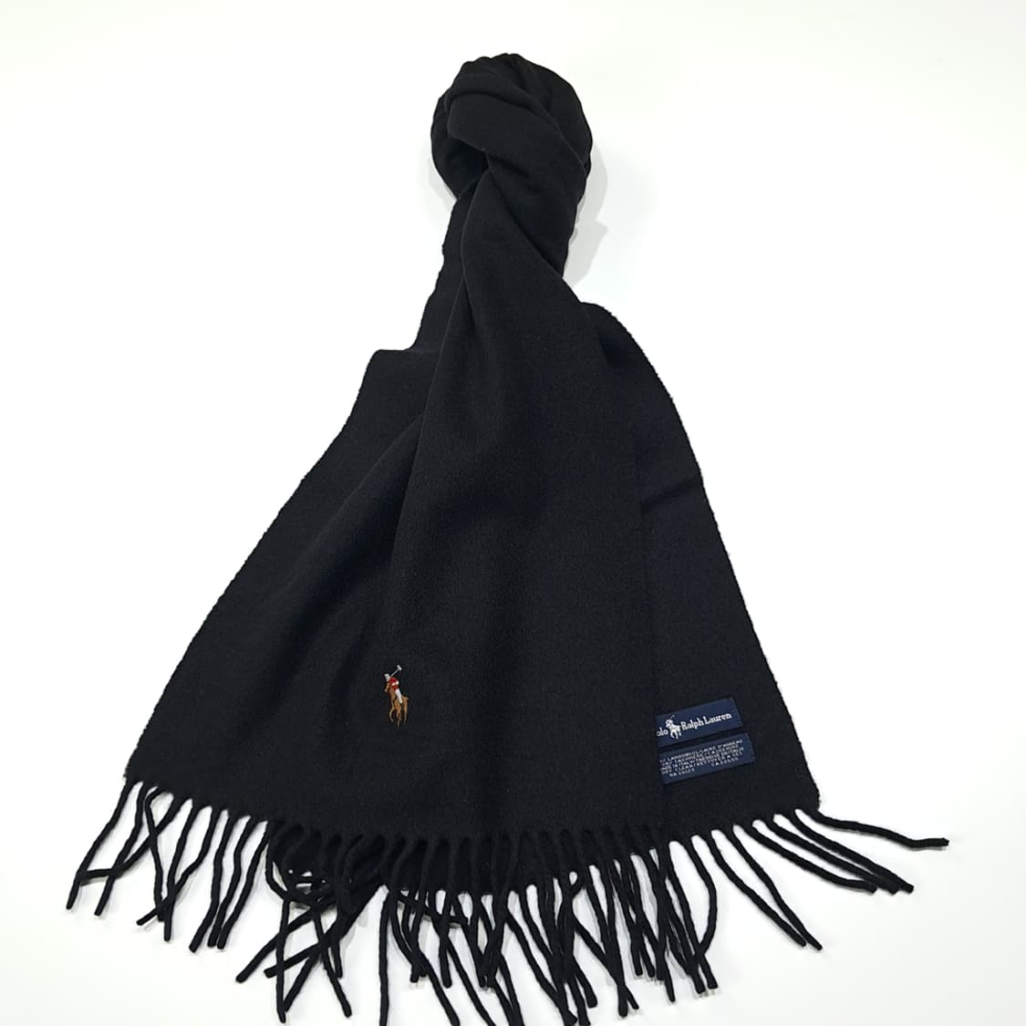 MX336 폴로 랄프로렌 블랙 램스울 캐시미어 목도리 머플러 상품이미지2