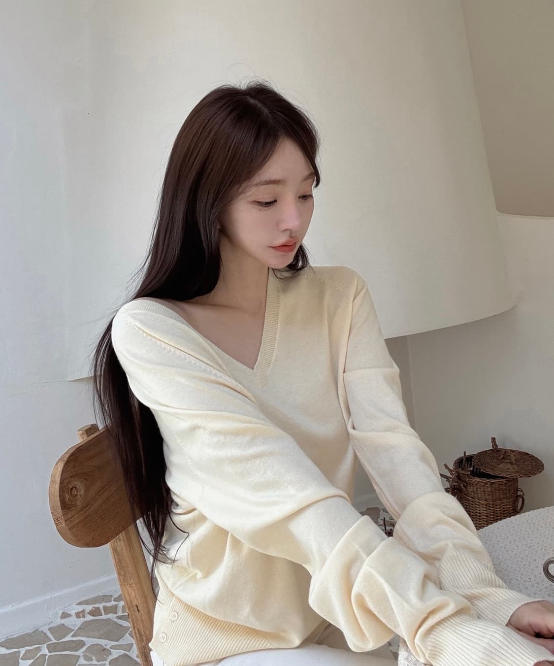 카인다미 브이넥 니트 티 상품이미지4