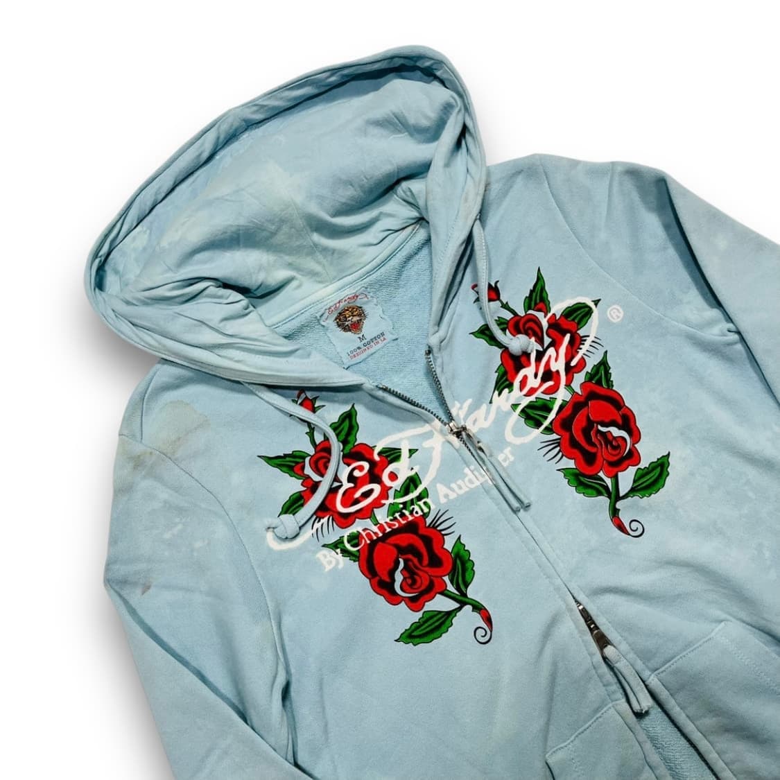 펑크 에드 하디 로즈 스컬 올드스쿨 타투 투웨이 후디 집업 상품이미지2