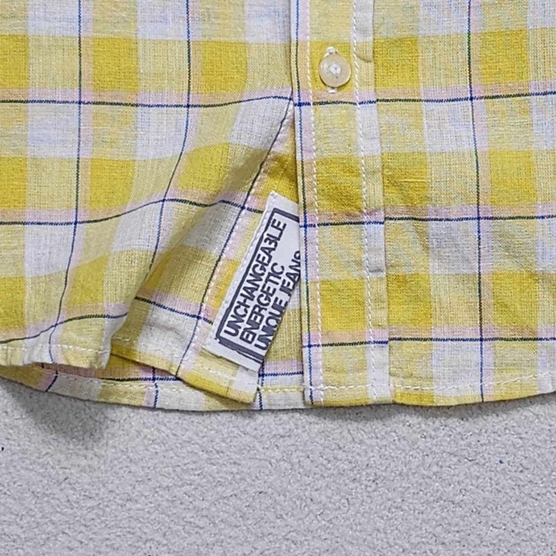 새상품 EVISU 린넨 체크 셔츠 M 상품이미지4
