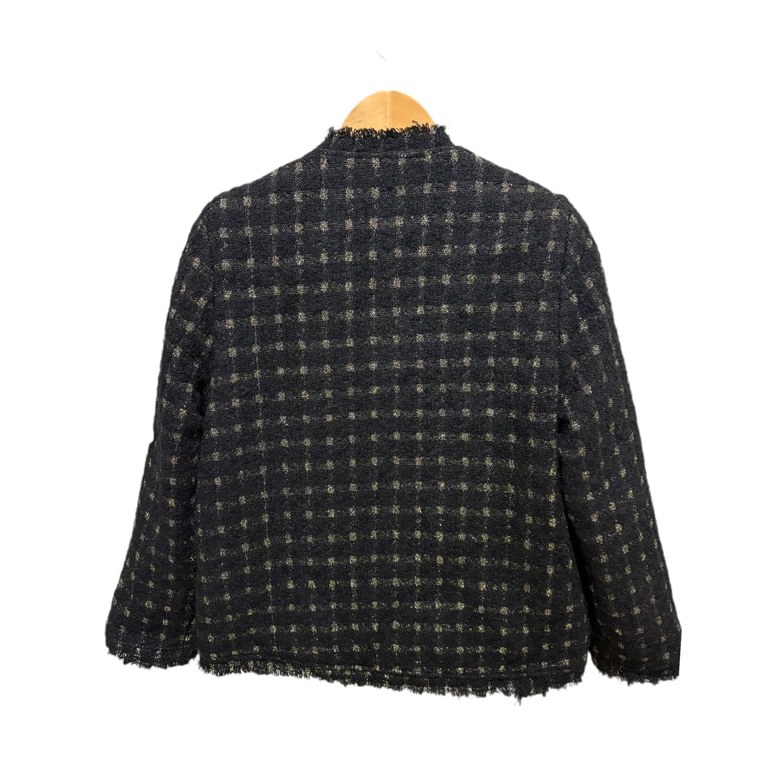 빈티지 골드블랙 단추체크 트위드 자켓 상품이미지7
