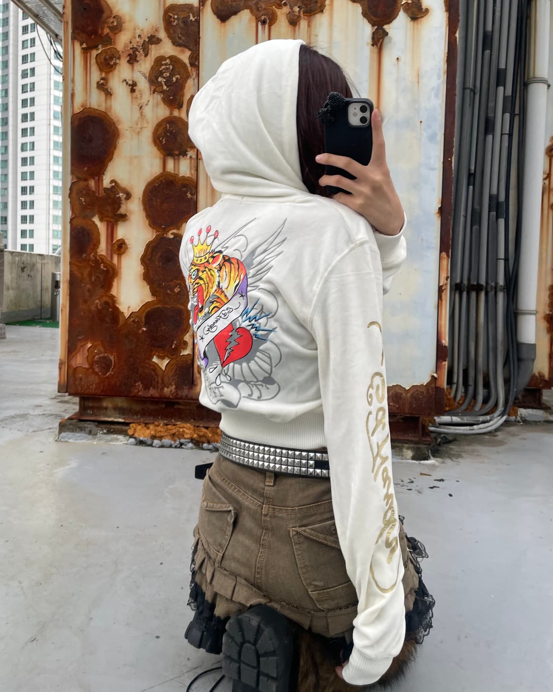🎸Ed Hardy 화이트 프린팅 후디🎸 상품이미지2