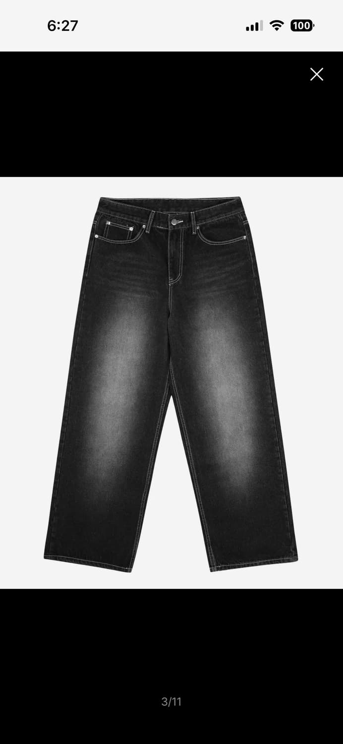 프런트 워싱 와이드 데님 상품이미지3