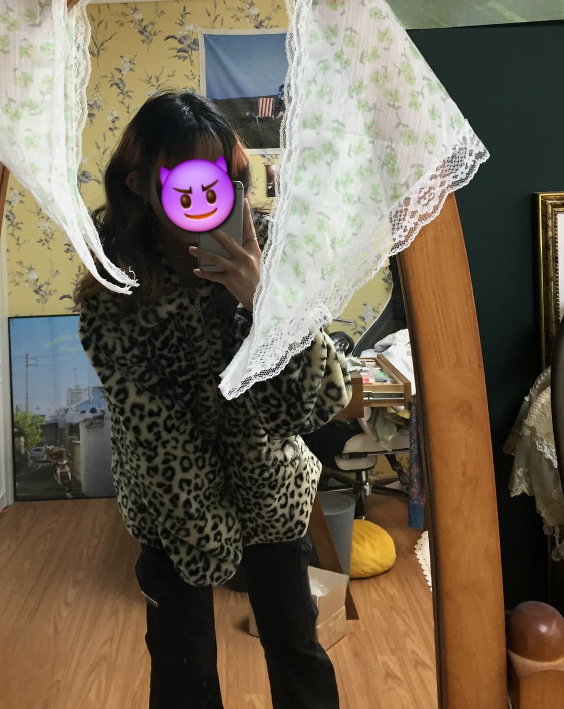 ENZO BLUES 엔조블루스 호피 레오파드 퍼자켓 아우터 갸루 오네갸루 상품이미지2