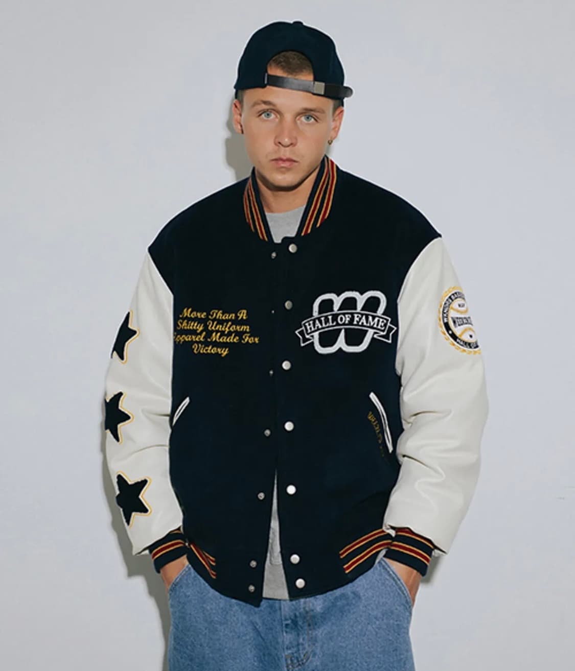 위캔더스 바시티 자켓 H.O.F VARSITY JK (NAVY) 상품이미지4