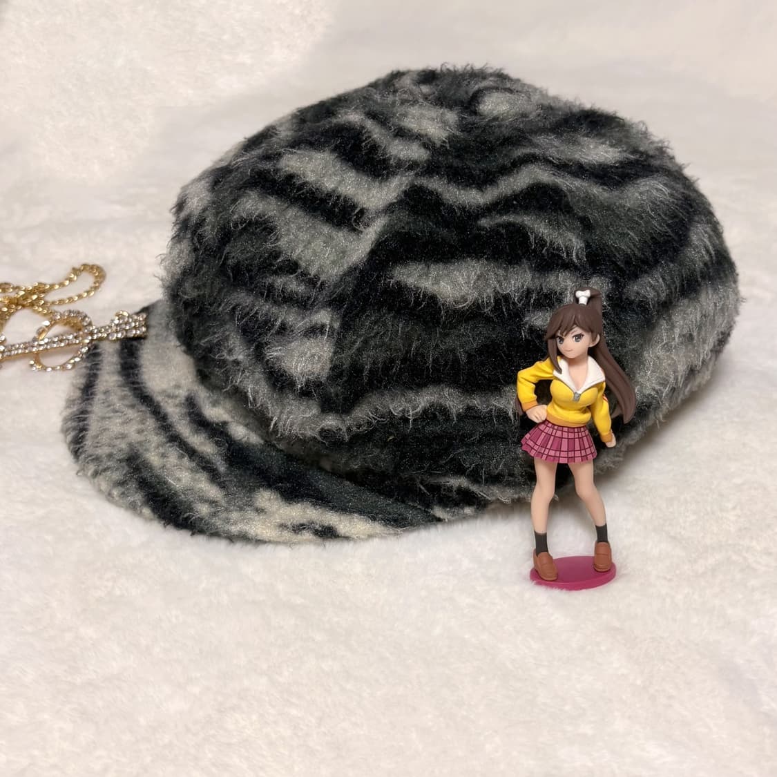 (이체시에눌) 일본 오네갸루 호피 그레이 레오파드 퍼 베레모 캡 모자  상품이미지2