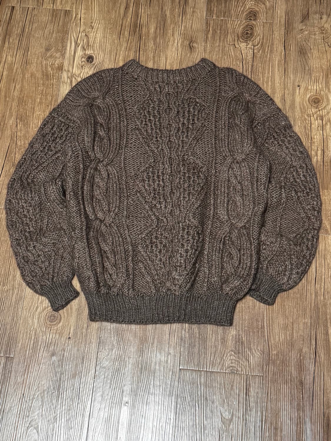 일본 핸드 메이드 브라운 케이블 니트 스웨터 상품이미지2