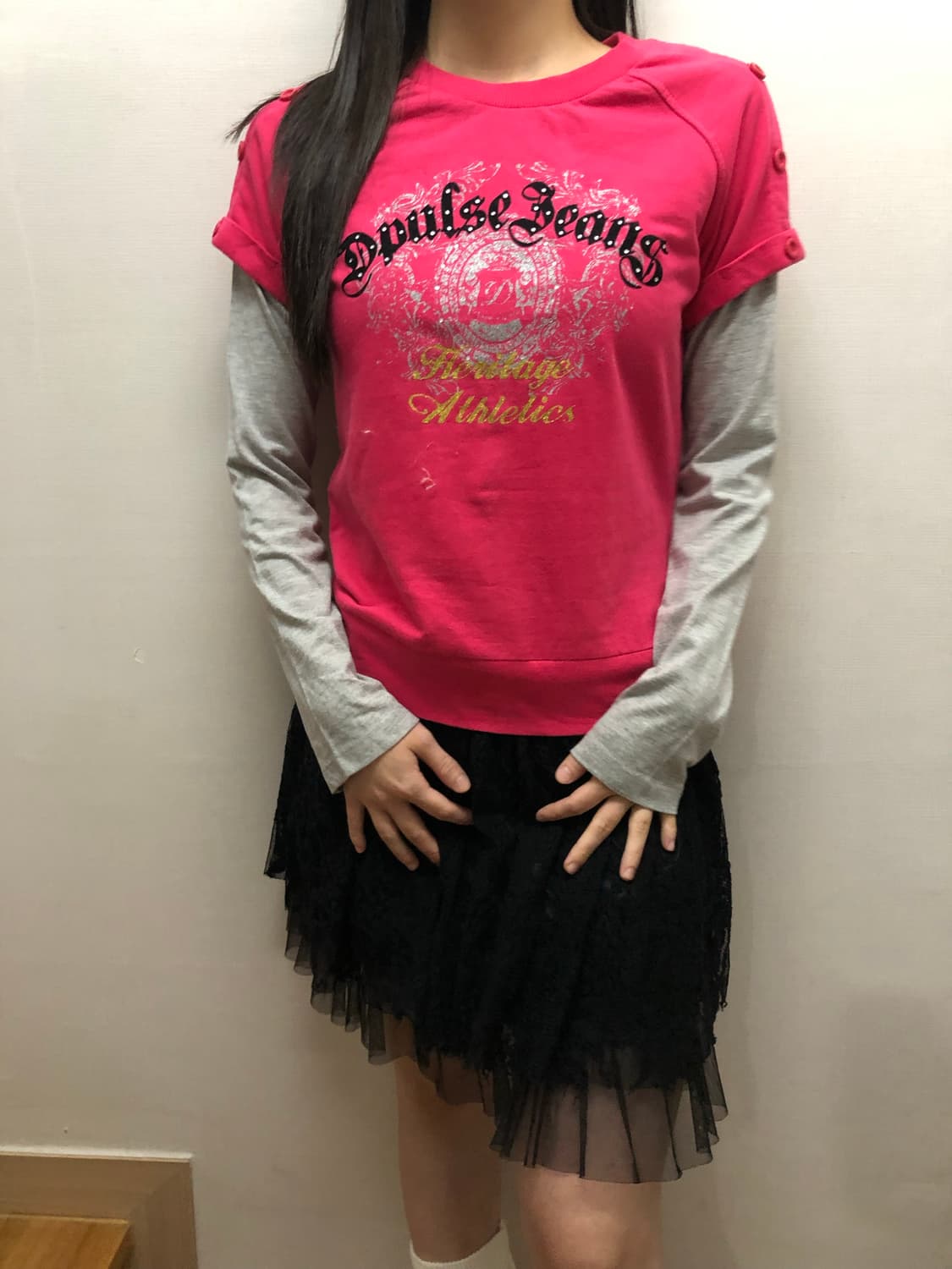 빈티지 핑크 와투케 레이어드 탑 상품이미지6