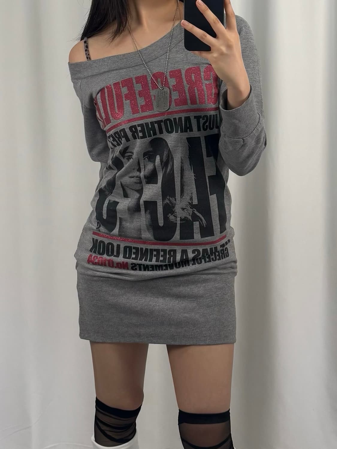 Vintage Grey Graphic Dress 상품이미지1
