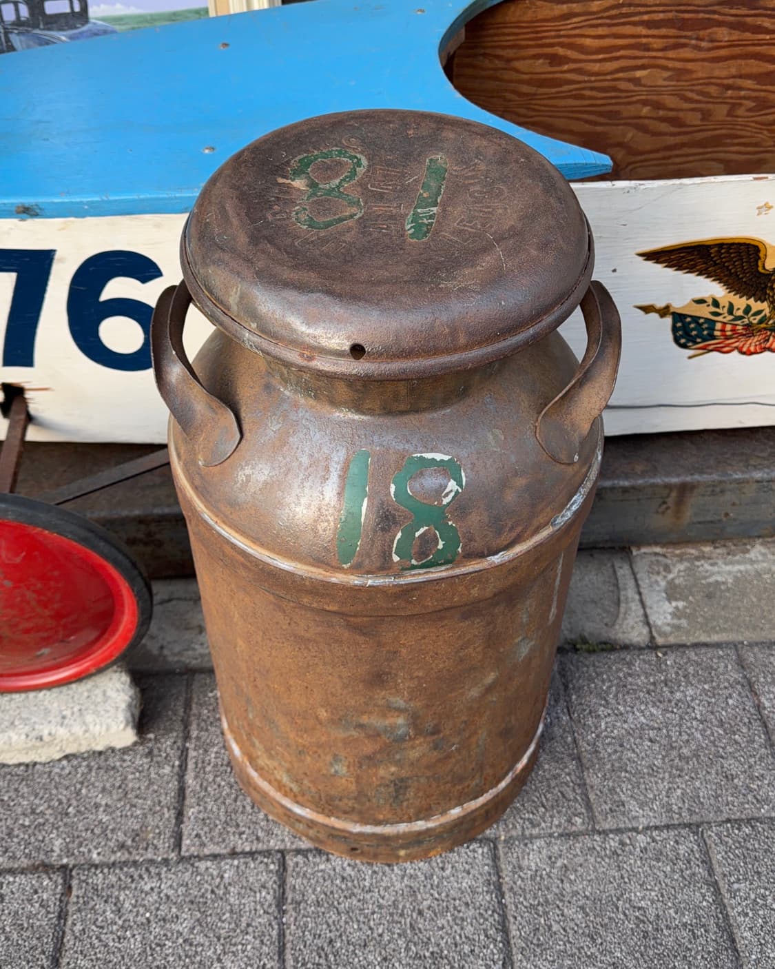 빈티지 소품 1900년 Milk Can Steel 저그 상품이미지3