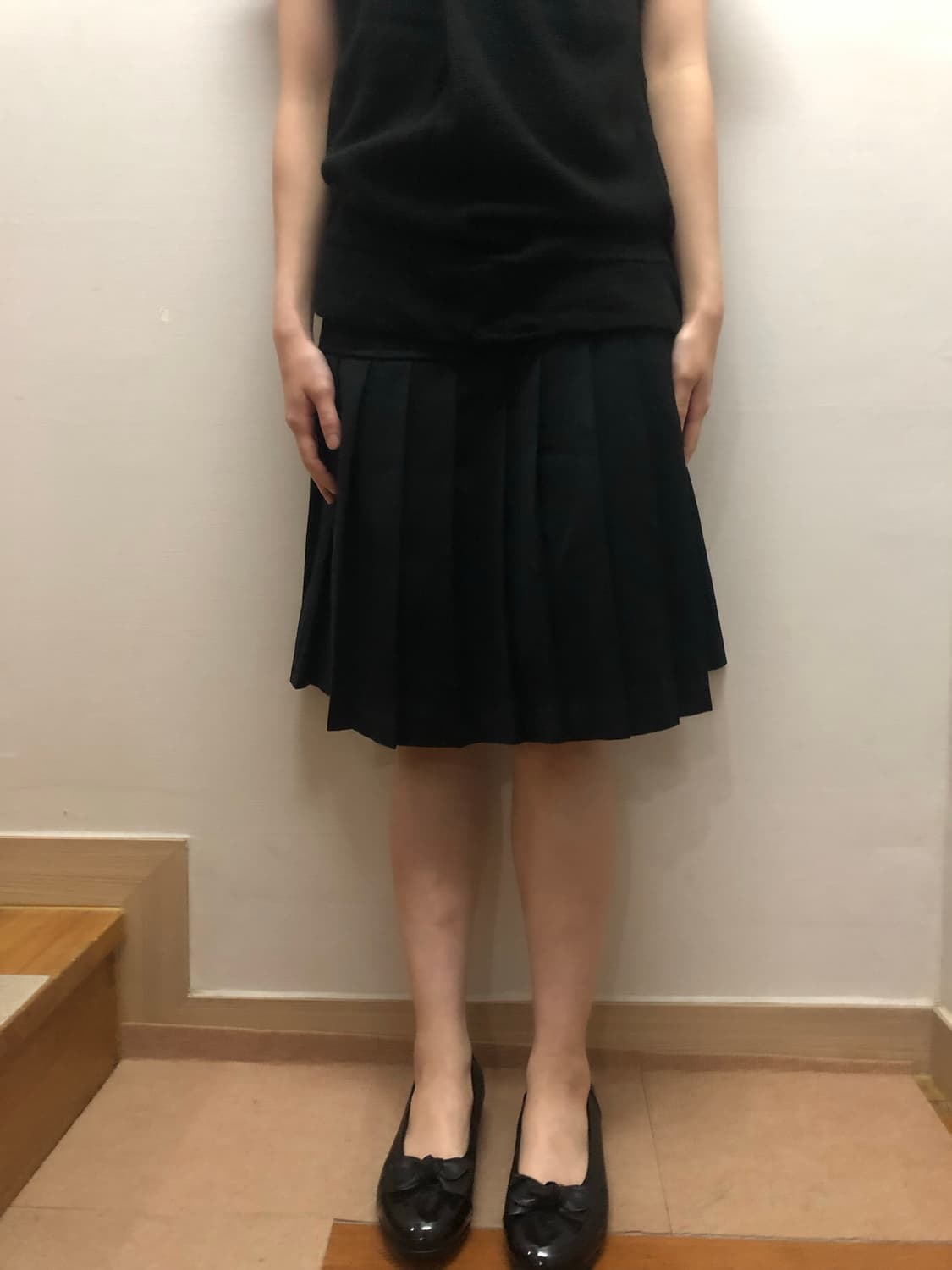 빈티지 블랙 플리츠 미디 스커트 상품이미지6