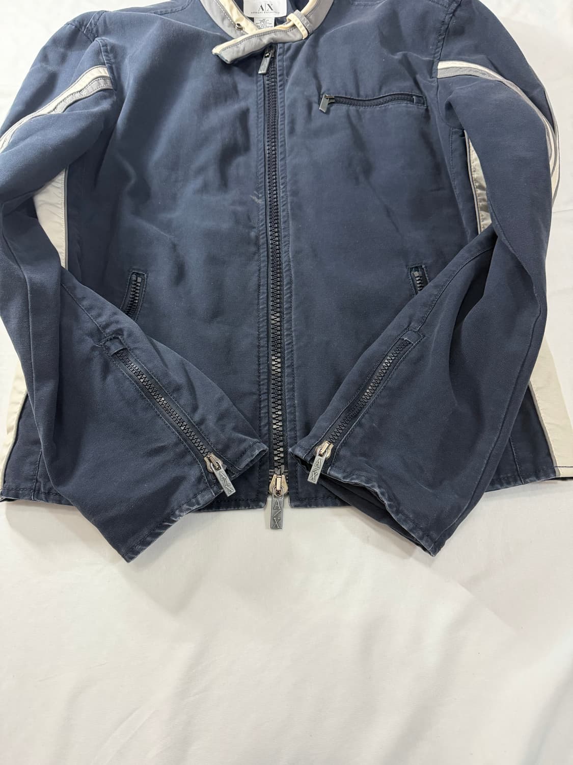 00s 아르마니 익스체인지 싱글 바이커 자켓 네이비  상품이미지7