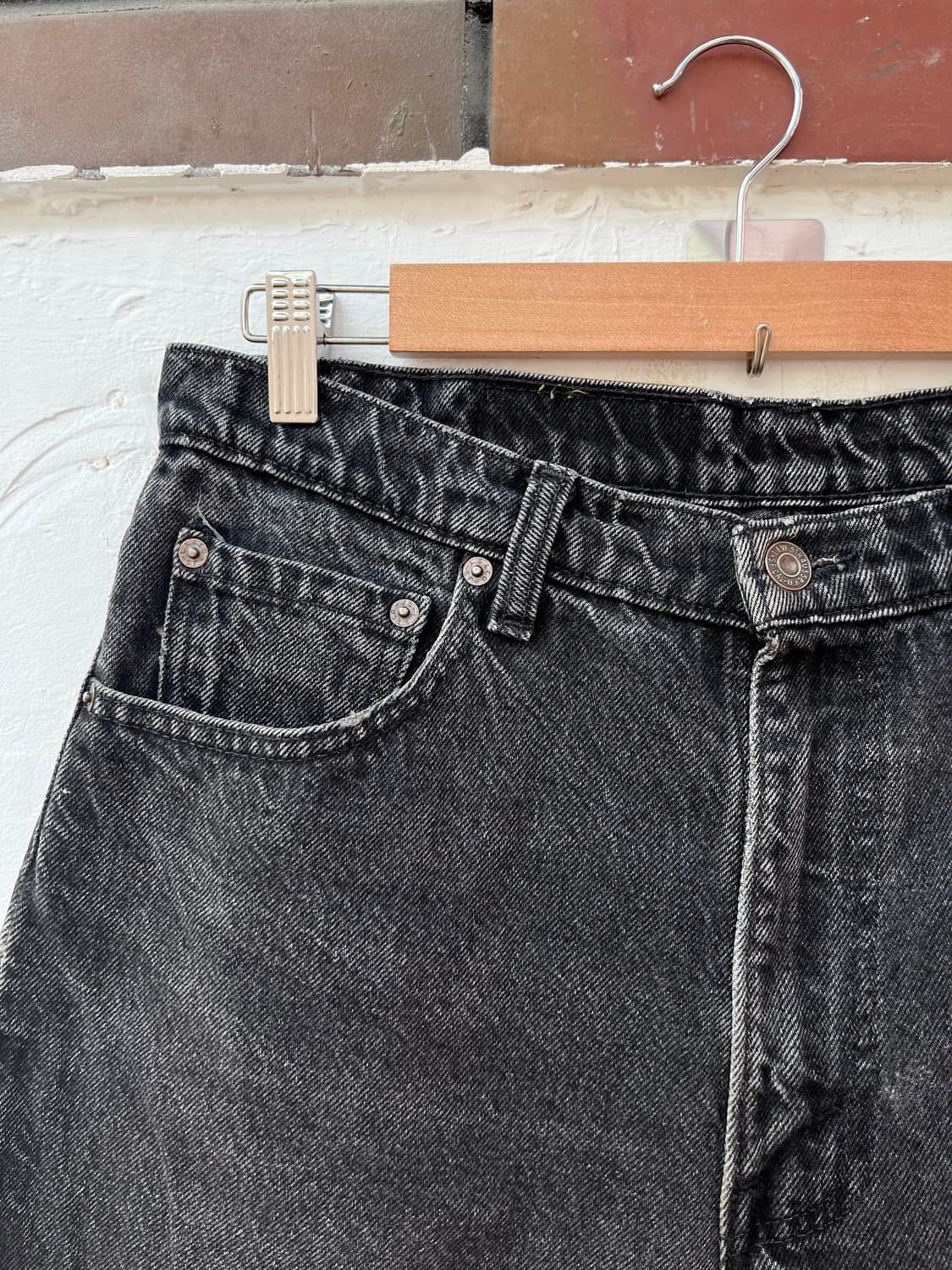 Levis 550 흑청 데님팬츠 컷팅진 W34 상품이미지2