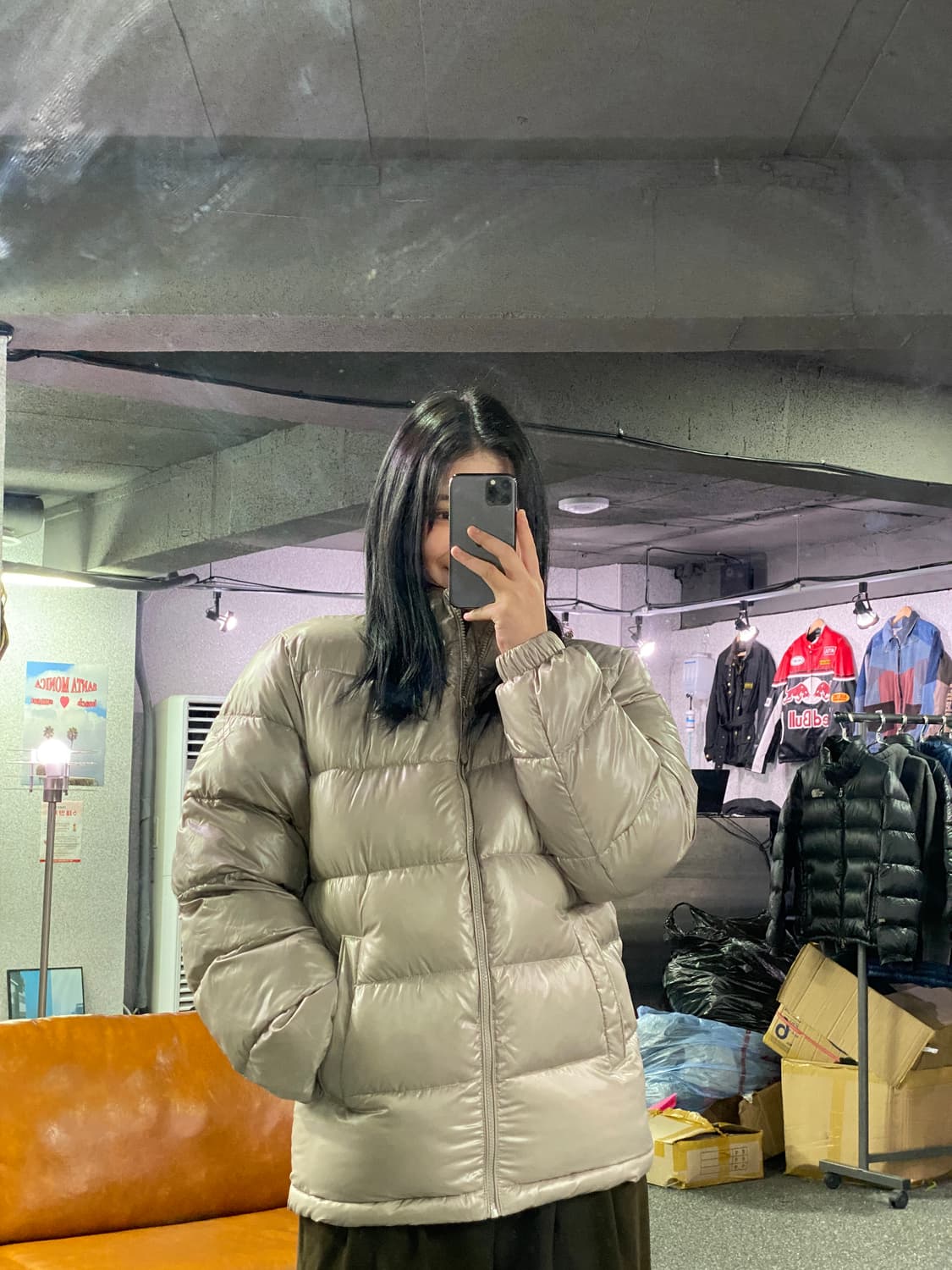 몽벨 스몰로고 베이지 패딩 B3417 상품이미지1