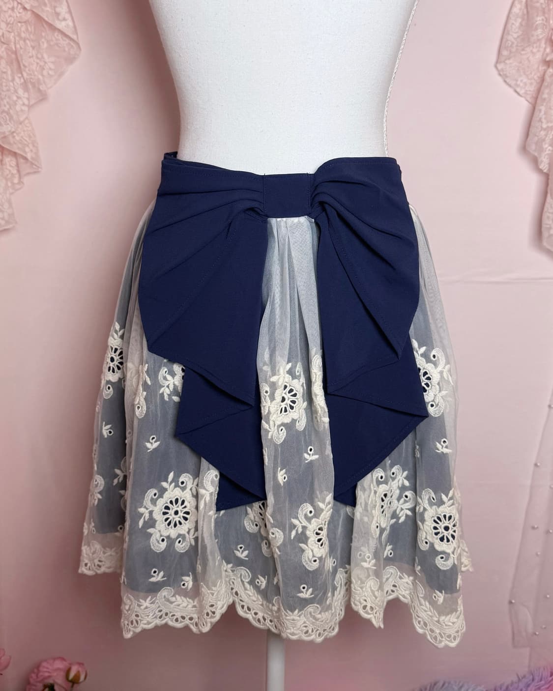 Skirt💙리즈리사 네이비 왕리본 느좋 치마 상품이미지4
