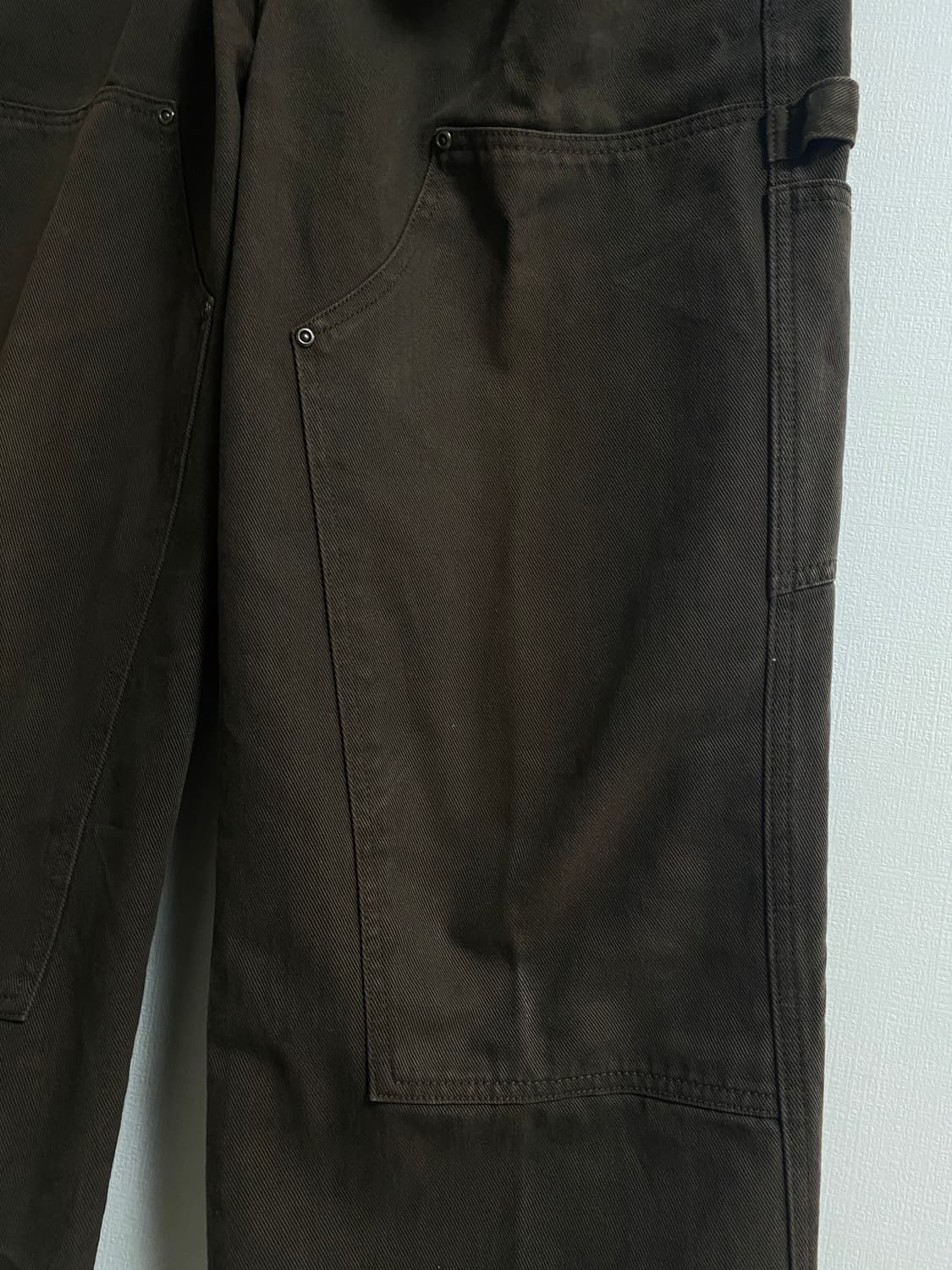 (34)빈티지 와이드핏 다크브라운 더블니 워크팬츠 상품이미지3