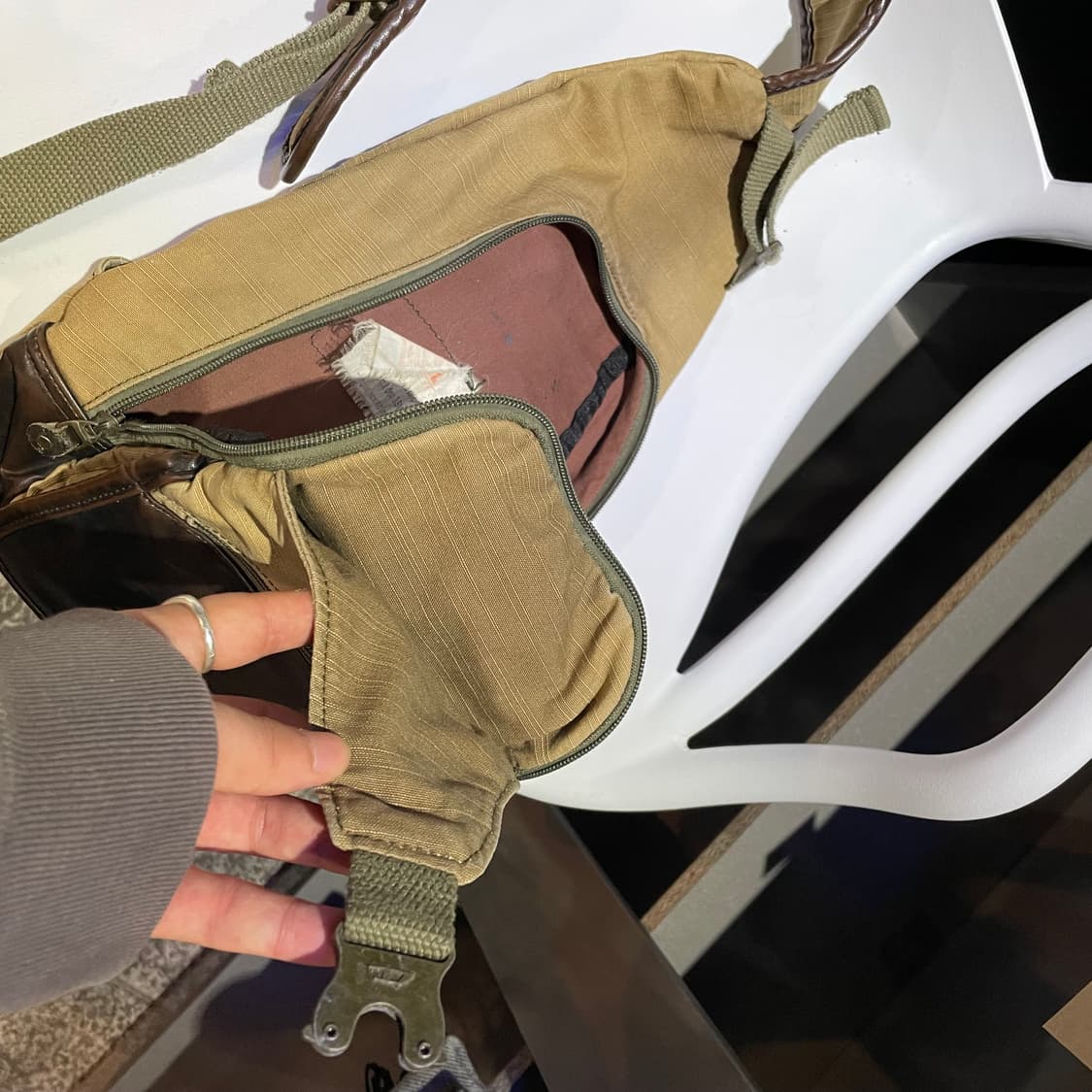 1990s Diesel 디젤 레더믹스 슬링백 상품이미지6