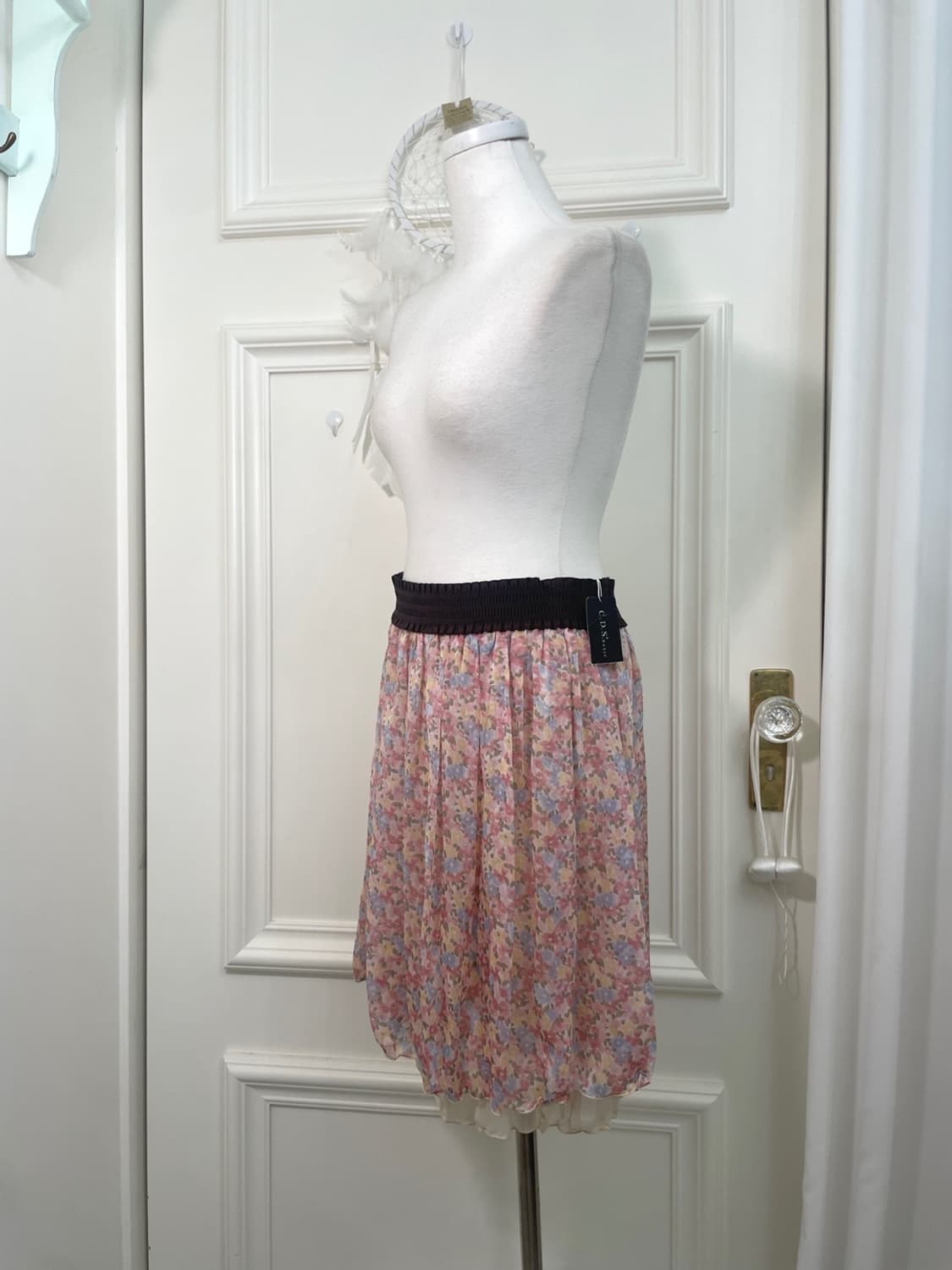 pink pastel flower pattern banding midi 상품이미지2