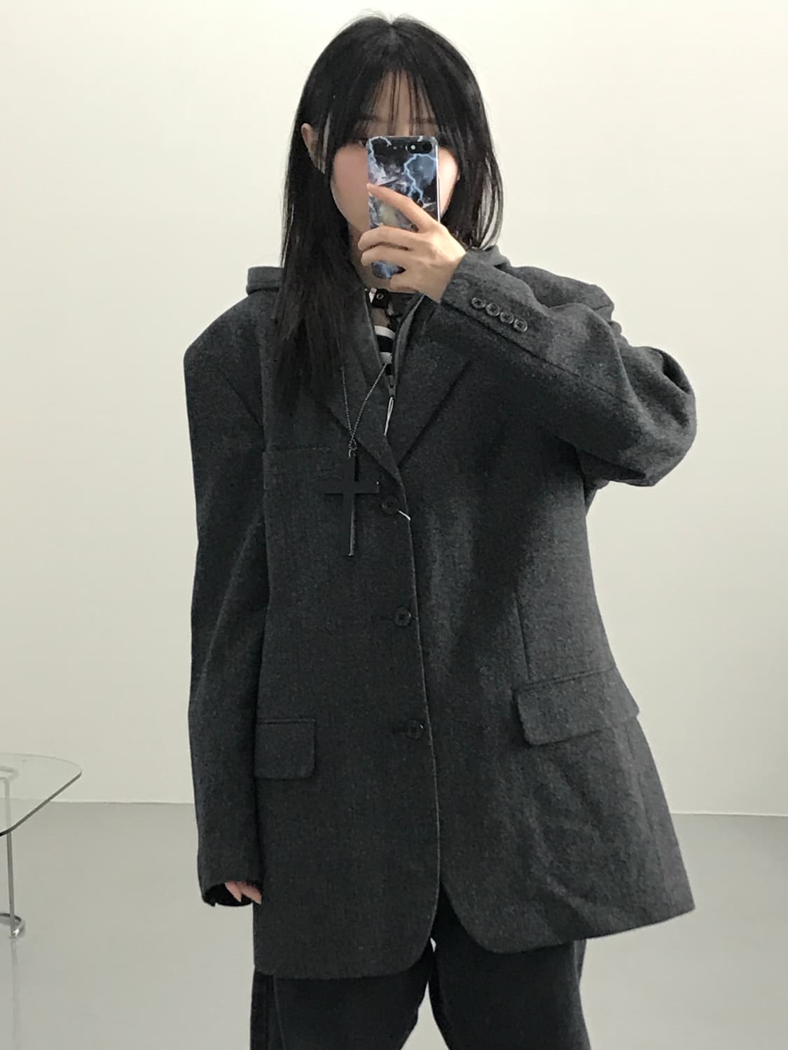 제이크루 차콜그레이 울 헤링본 블레이저 상품이미지2