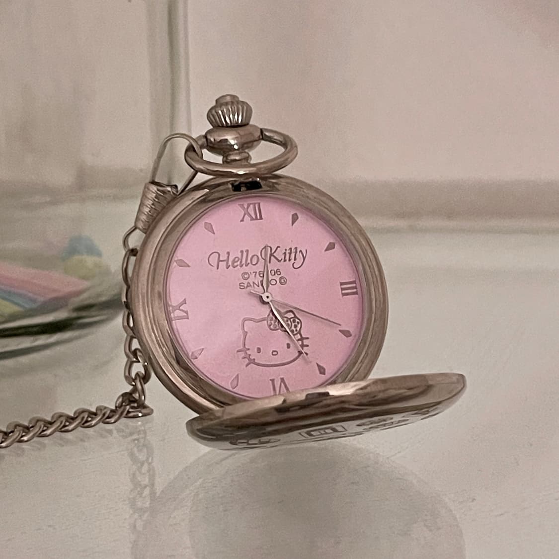산리오 정품 빈티지 핑크 실버 헬로 키티 시계 키링 장식 방꾸미기 고전 상품이미지2