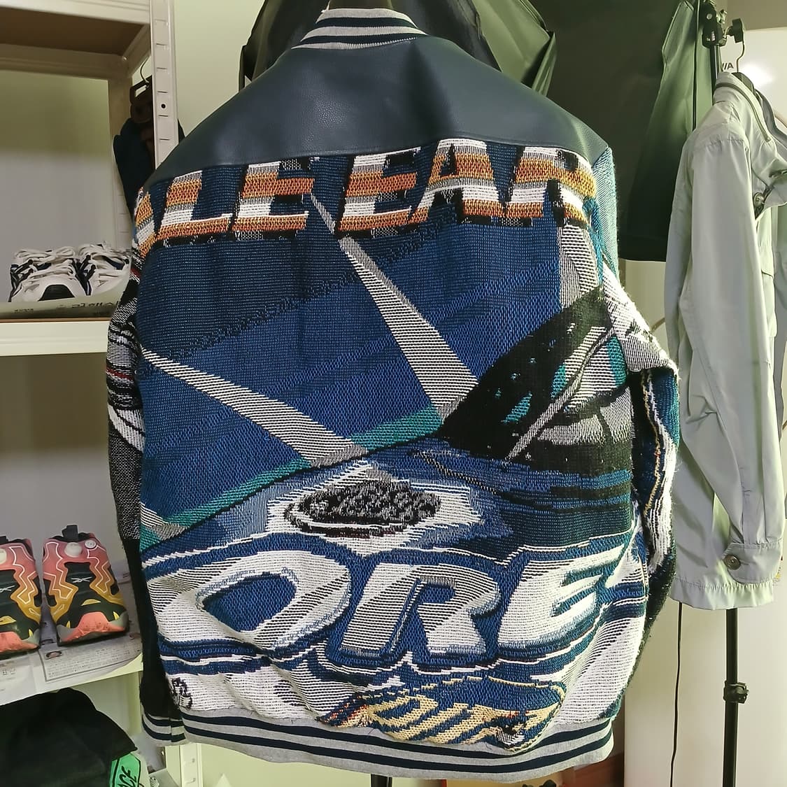 유니크한 오레오 과자 니트 시보리 우븐 오버핏 집업 자켓 상품이미지1