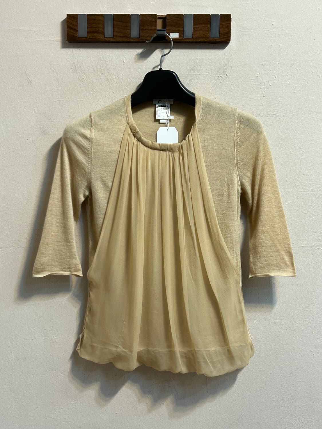 끌로에 실크 패널 캐시미어 니트 탑 상품이미지1