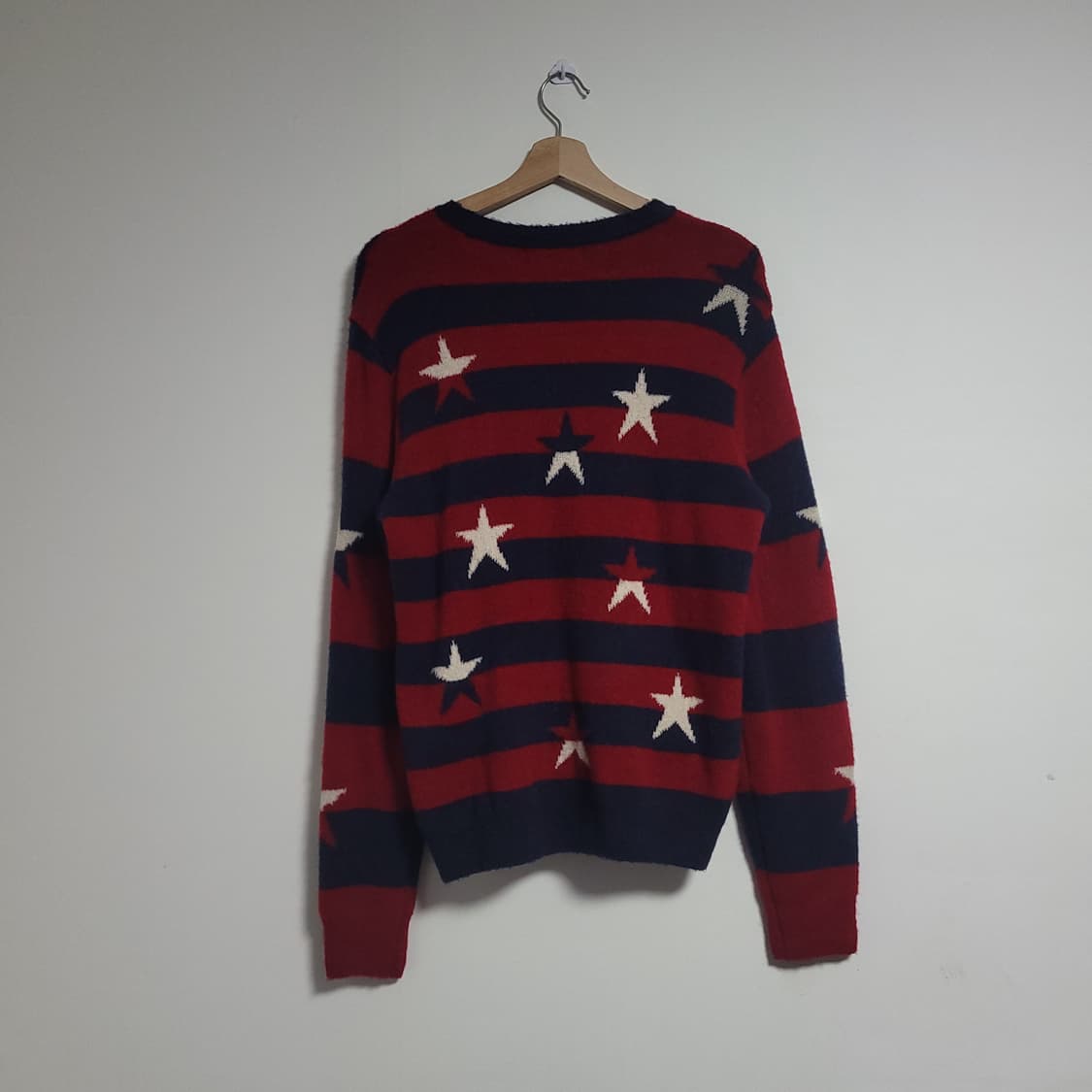 (L) Jeep 지프 별 패턴 스트라이프 니트 모혼방 Y2K 상품이미지4