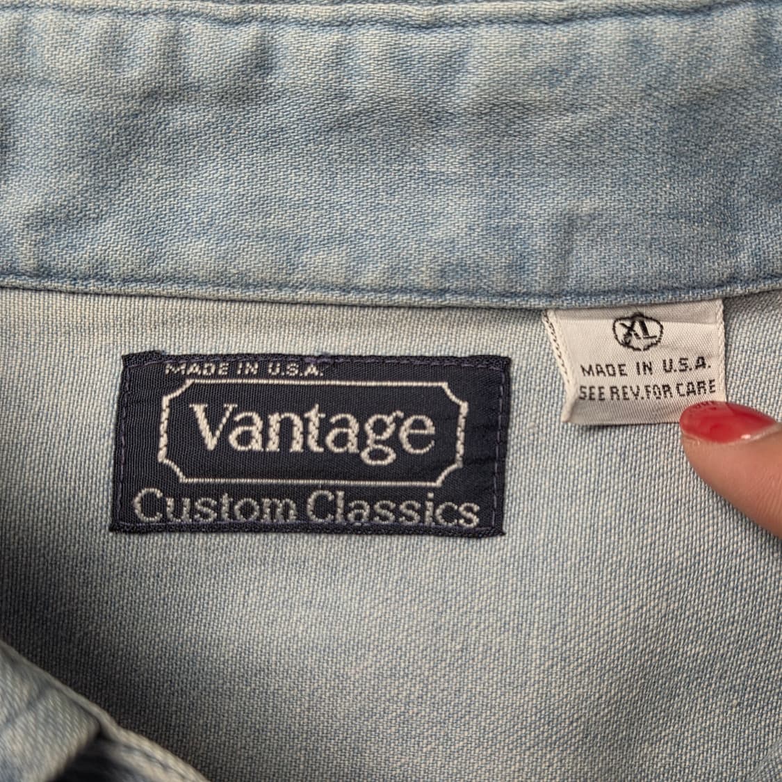 VANTAGE 빈티지 버튼다운칼라 데님 셔츠 A00647 상품이미지10