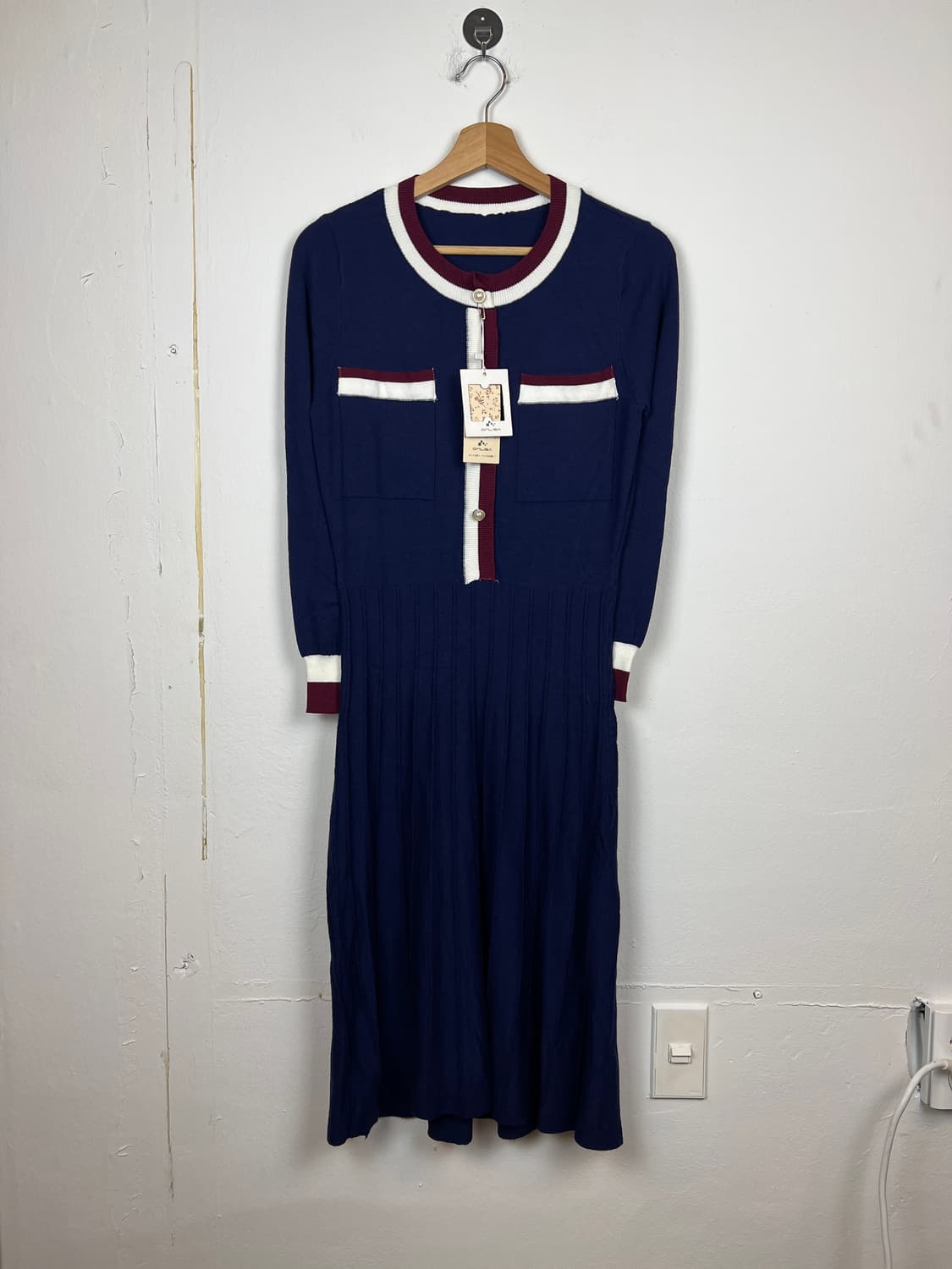 (데드스탁)JPN ONLISA 네이비 니트 롱 원피스 OS 상품이미지1