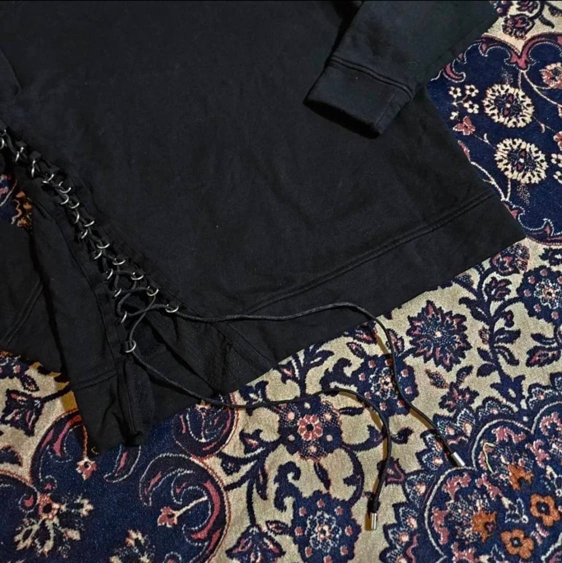 디젤 블랙 골드 사이드 스트렙 레이스업 스웻 티셔츠 상품이미지3