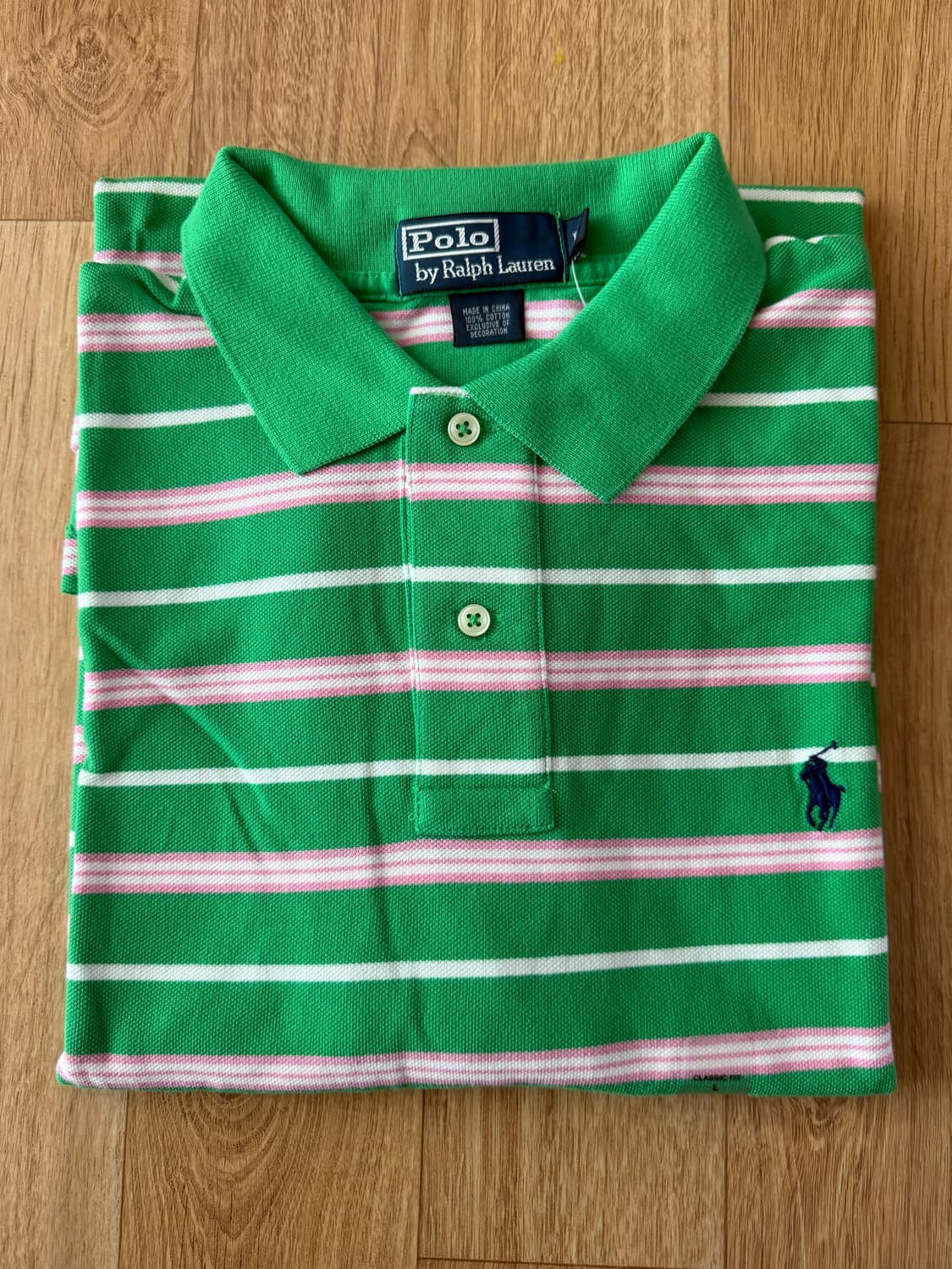 폴로 랄프로렌 스트라이프 반팔 카라티 그린 L 상품이미지4