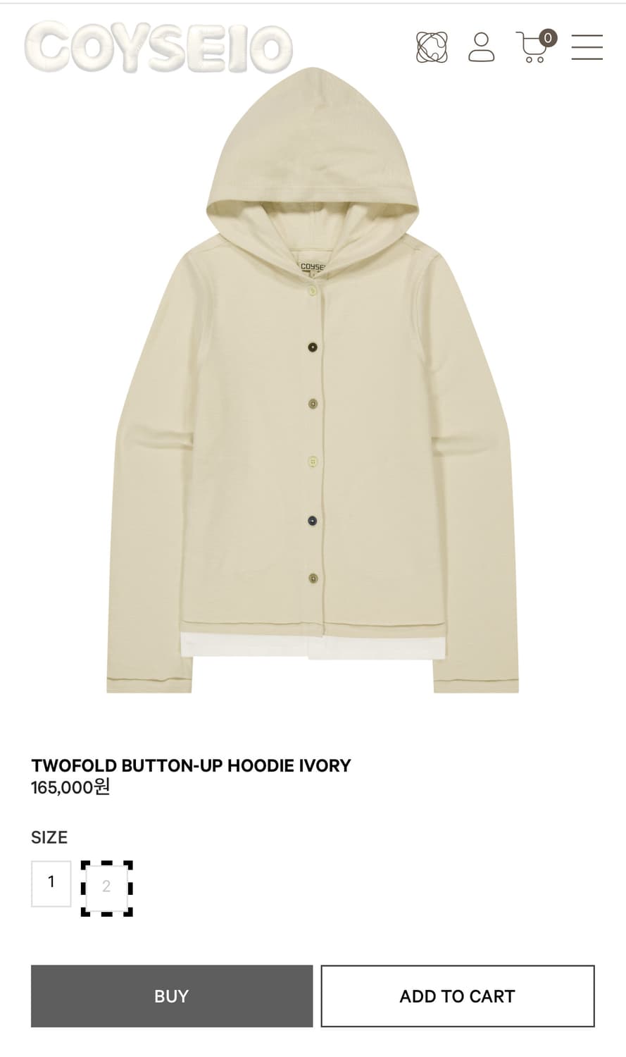 코이세이오 버튼업 후디 2사이즈 구해요!!! 상품이미지1